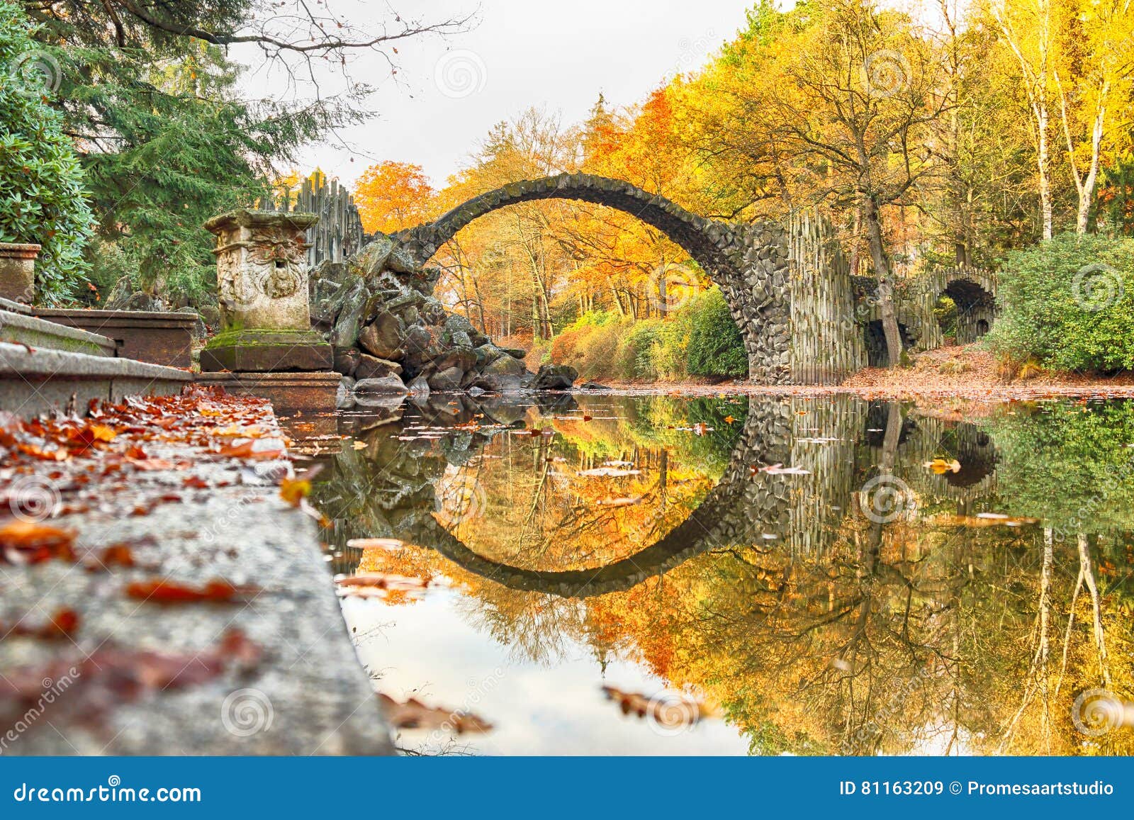 rakotz bridge rakotzbrucke, devil`s bridge in kromlau, saxony,