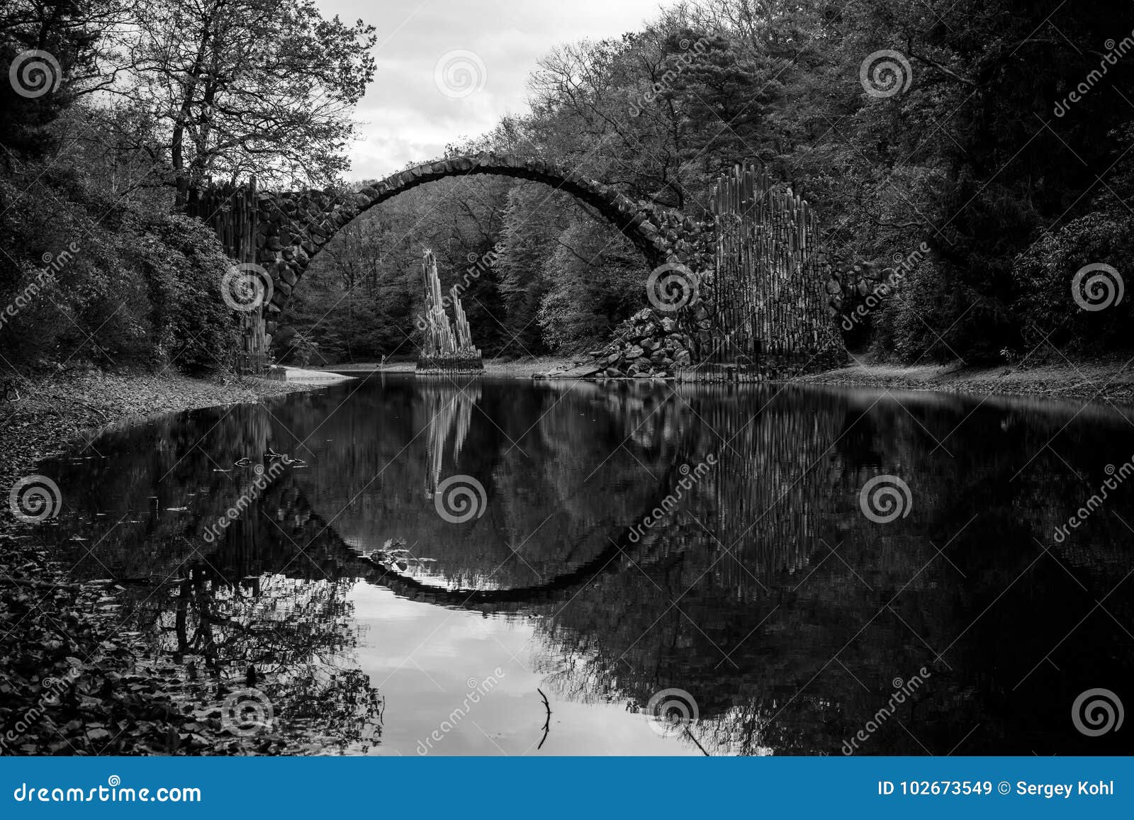 Details about   Photo Black and White Bridge,Rakotzbrucke,Kromlau Germany,Poster,Landscape 