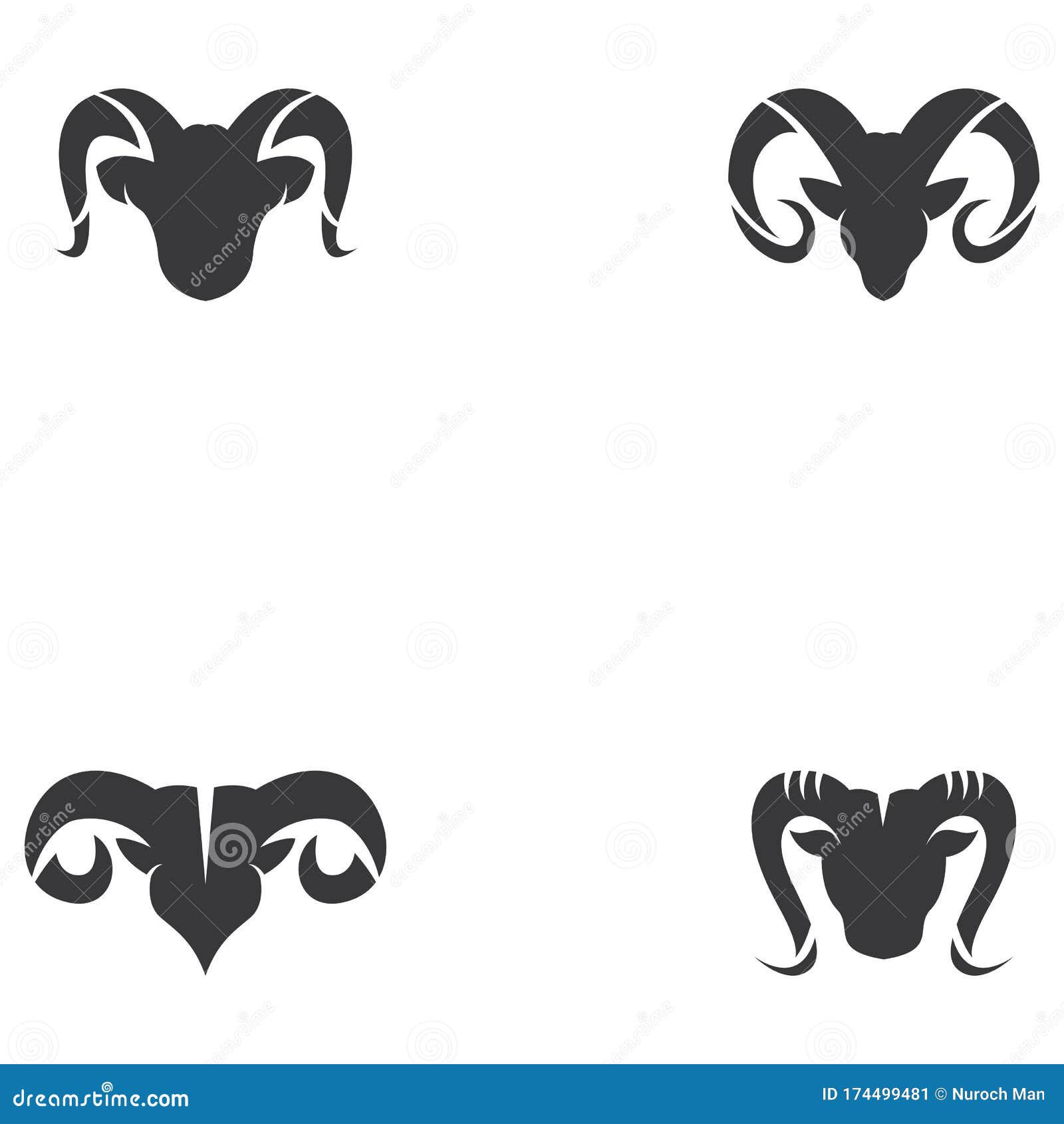 Ram Horns Vector Logo Icons Template. Stock Vector - Illustration of ...