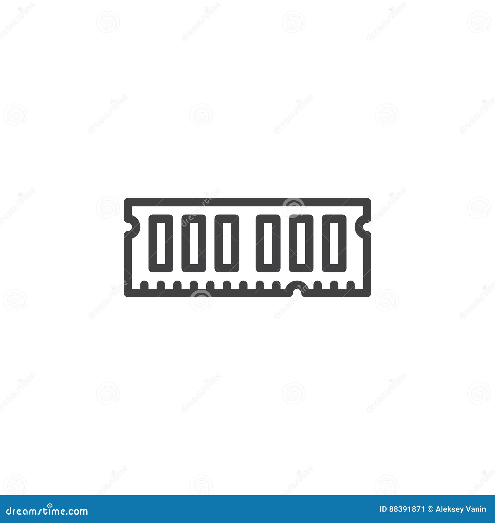 ram, random access memory line icon, outline  sign, linear style pictogram  on white