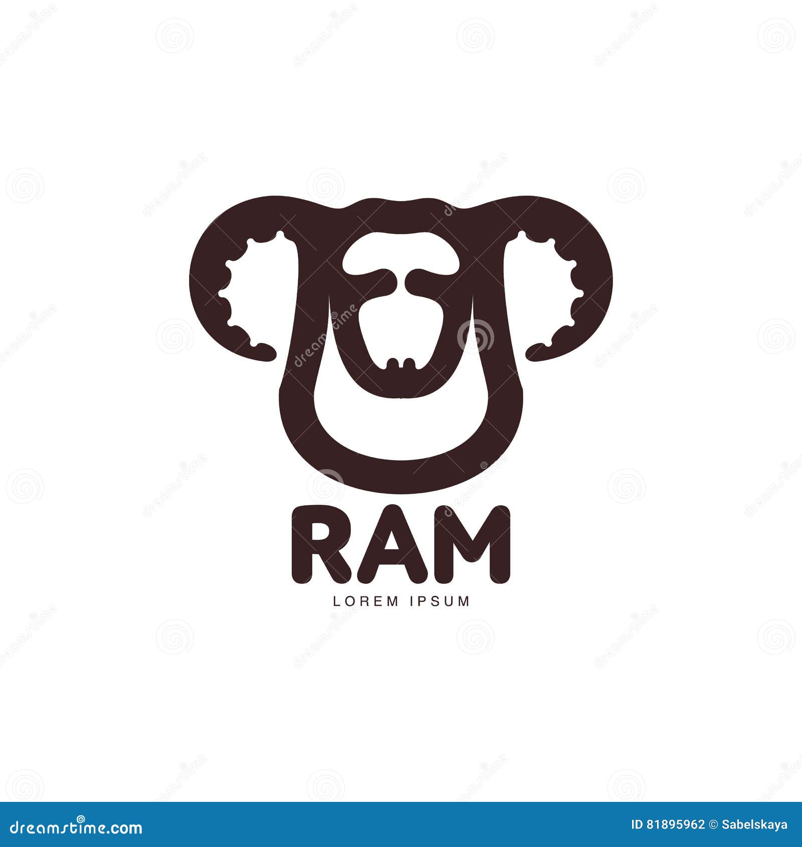 Ram, Sheep, Lamb Head Graphic Logo Template Stock Vector Illustration