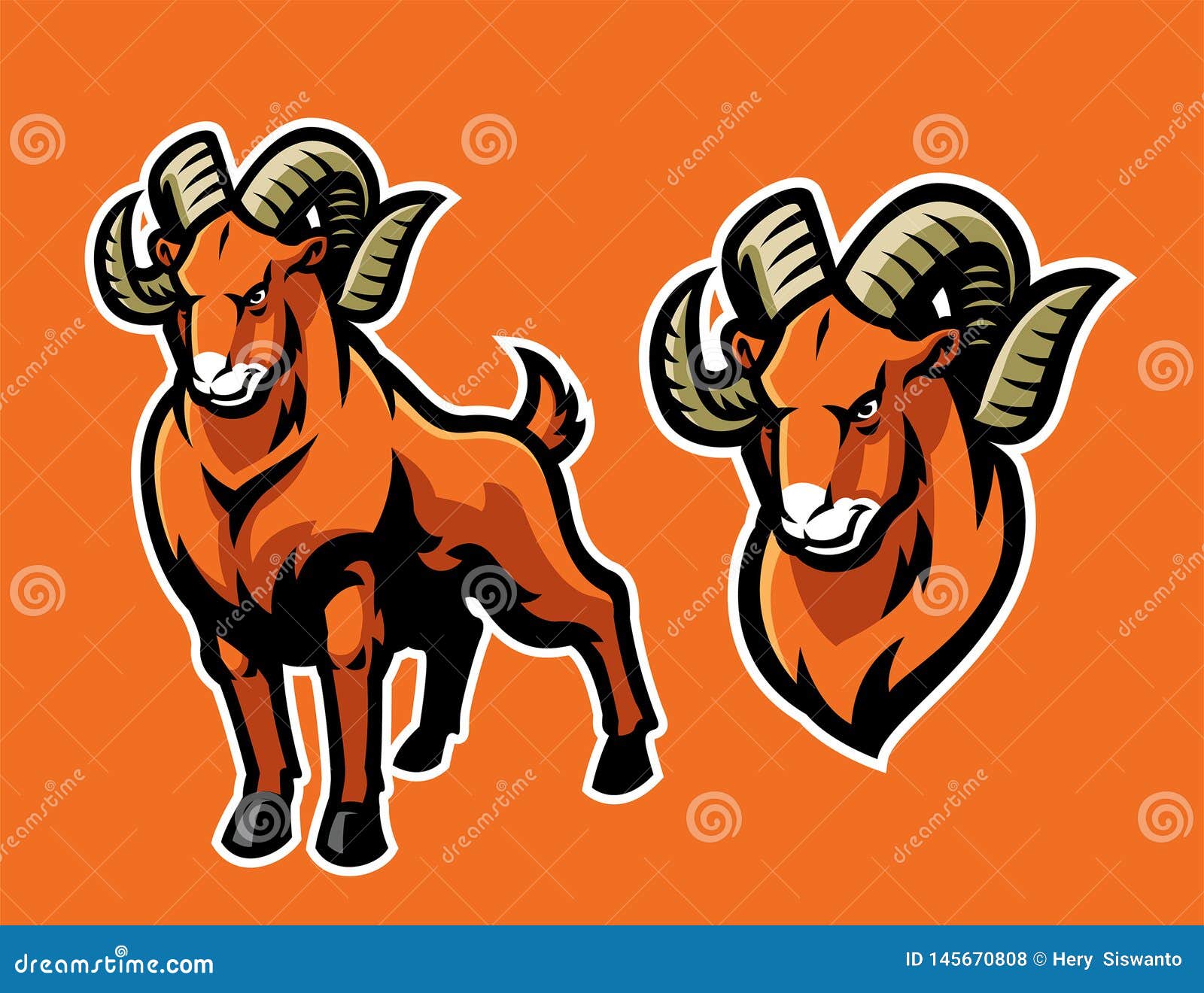 ram sheep mascot set