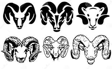 Ram stencil - Vector set stock vector. Illustration of stencil - 24252989