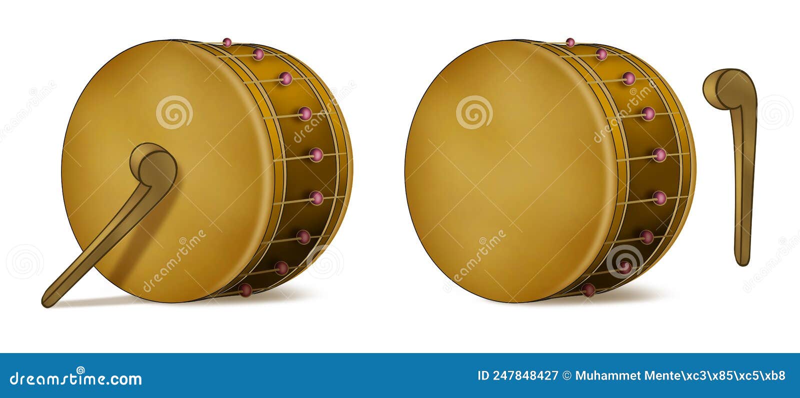 Ramadan Drum Mallet Percussion Instruments Stock Illustration