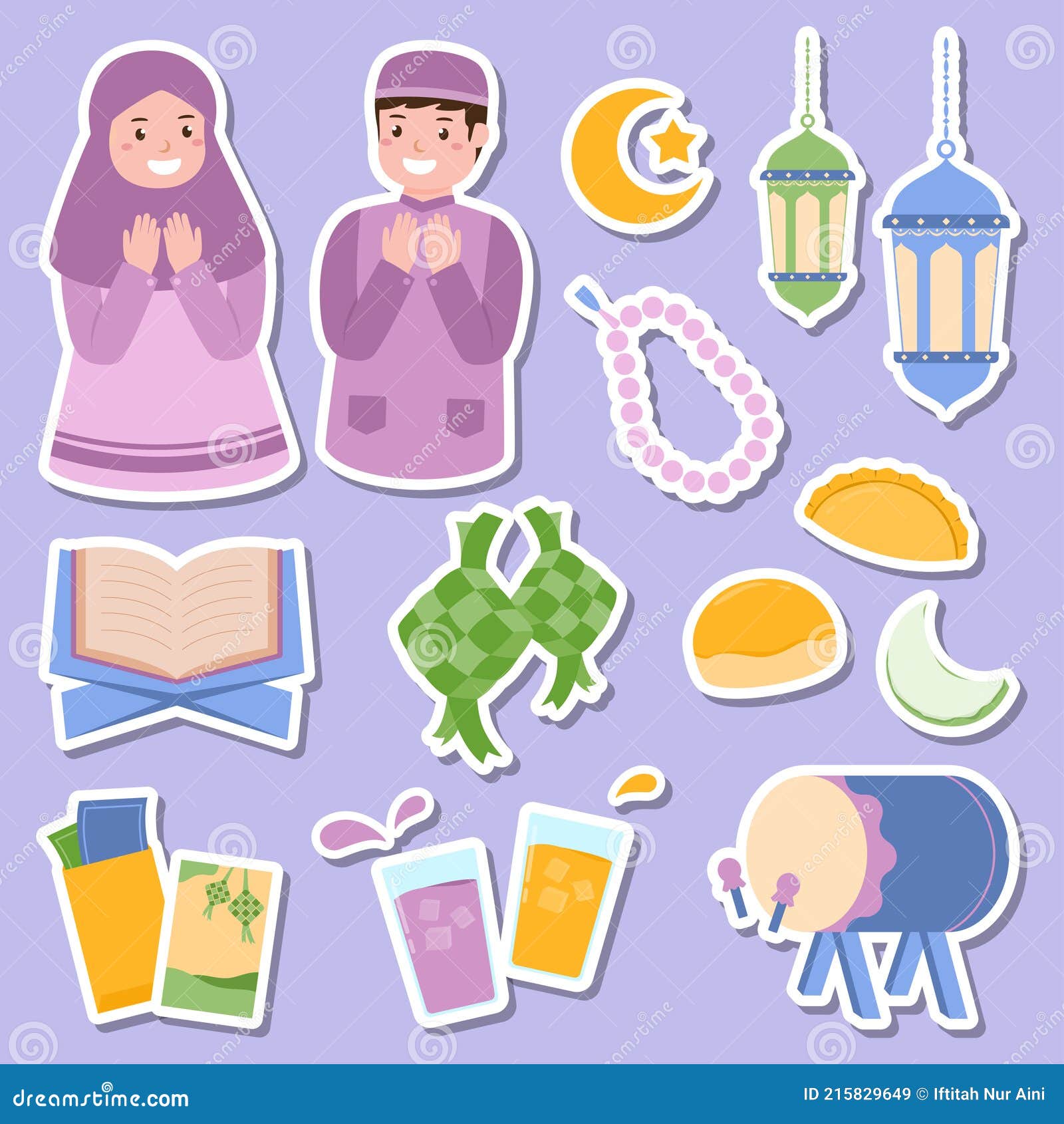 ramadan eid mubarak s cartoon sticker set  