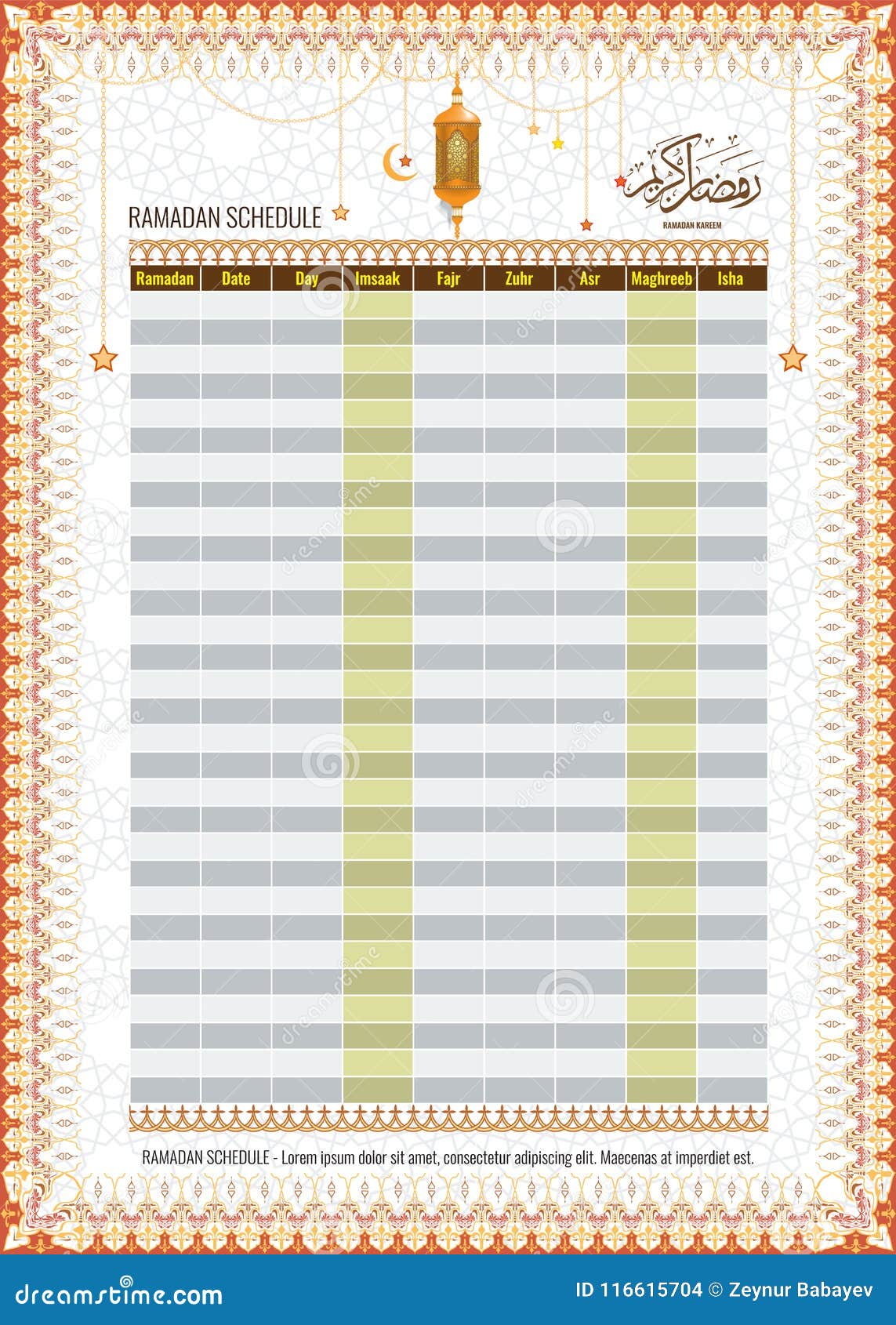 Calendrier Ramadan 2023 - 1444 Pour L'iftar Et Le Jeûne Et L'heure De La  Prière En Egypte Brochure Islamique