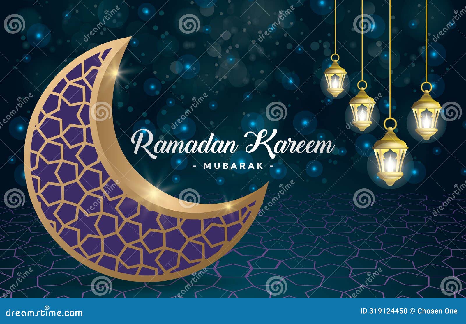 ramadan kareem background with blue colour  