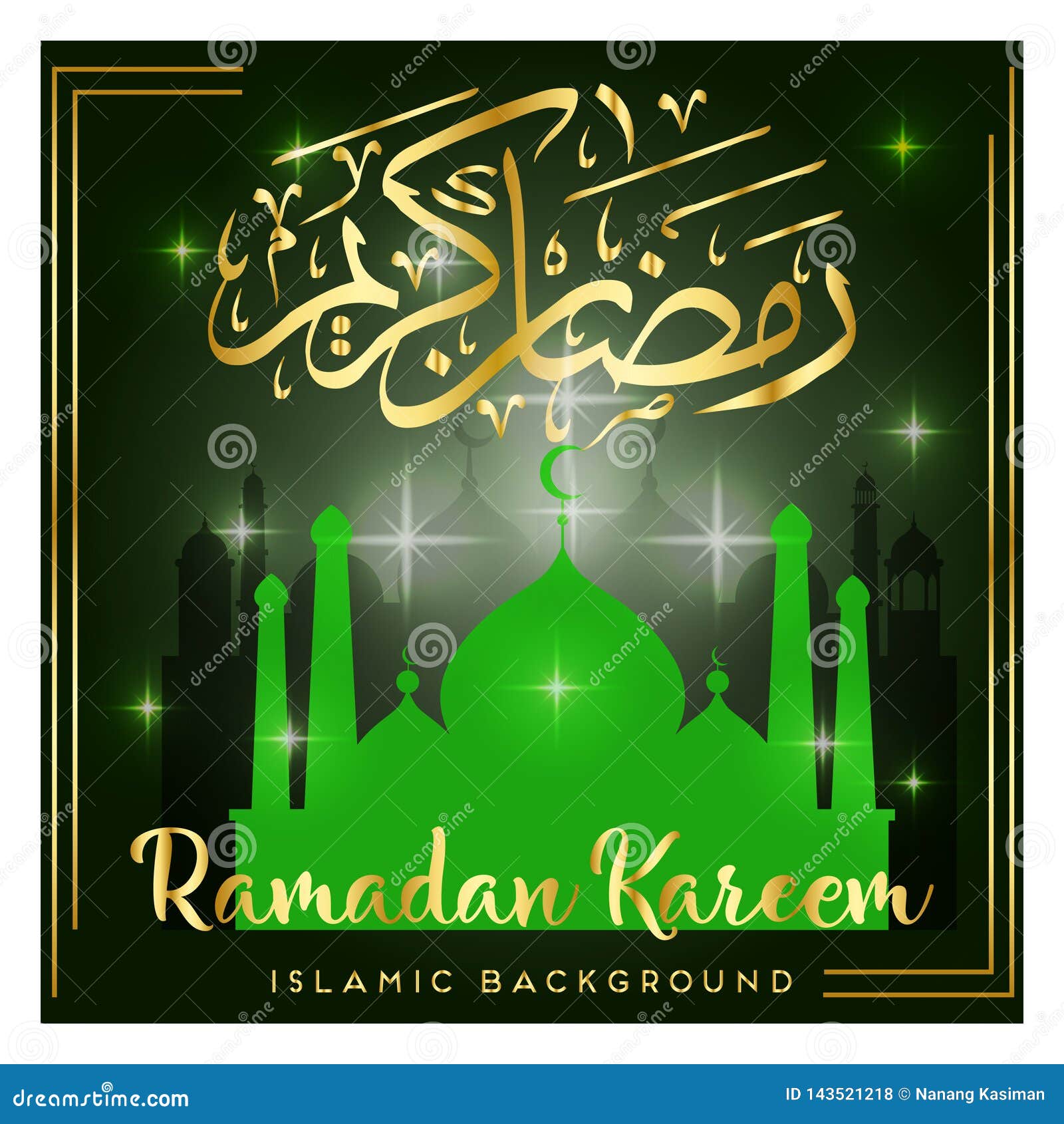 Ramadan Kareem Beautiful Greeting Card With Arabic Calligraphy Stock