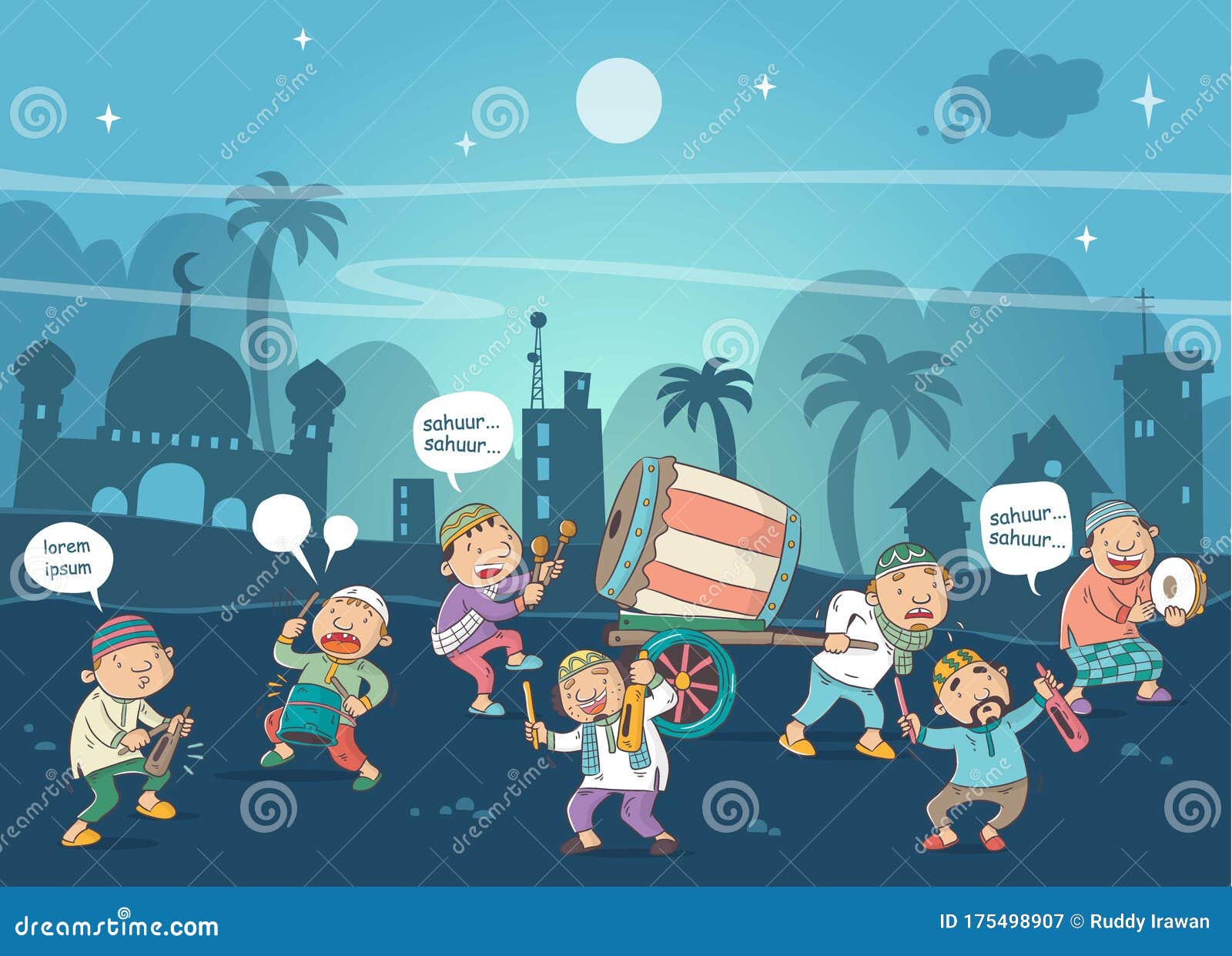 Ramadan Kareem Cartoon Illustration Stock Vector - Illustration of happy,  culture: 175498907