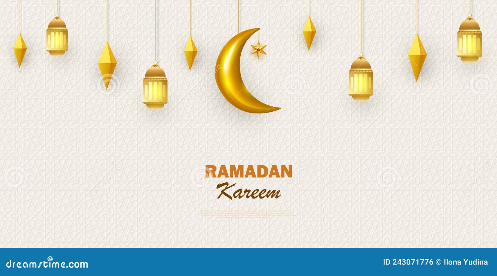 Ramadan Kareem Concept Horizontal Banner With Islamic Geometric