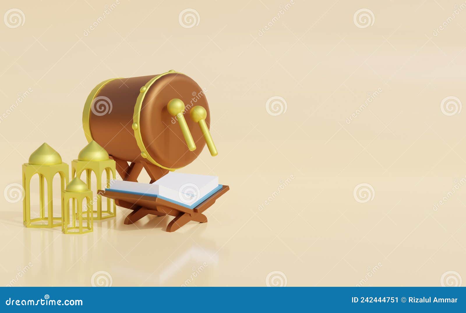 ramadan kareem 3d  with copy space