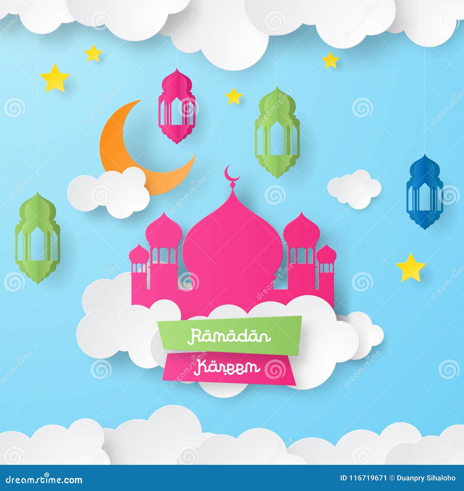 Ramadan Kareem Design Background Paper Art. Vector Illustration ...