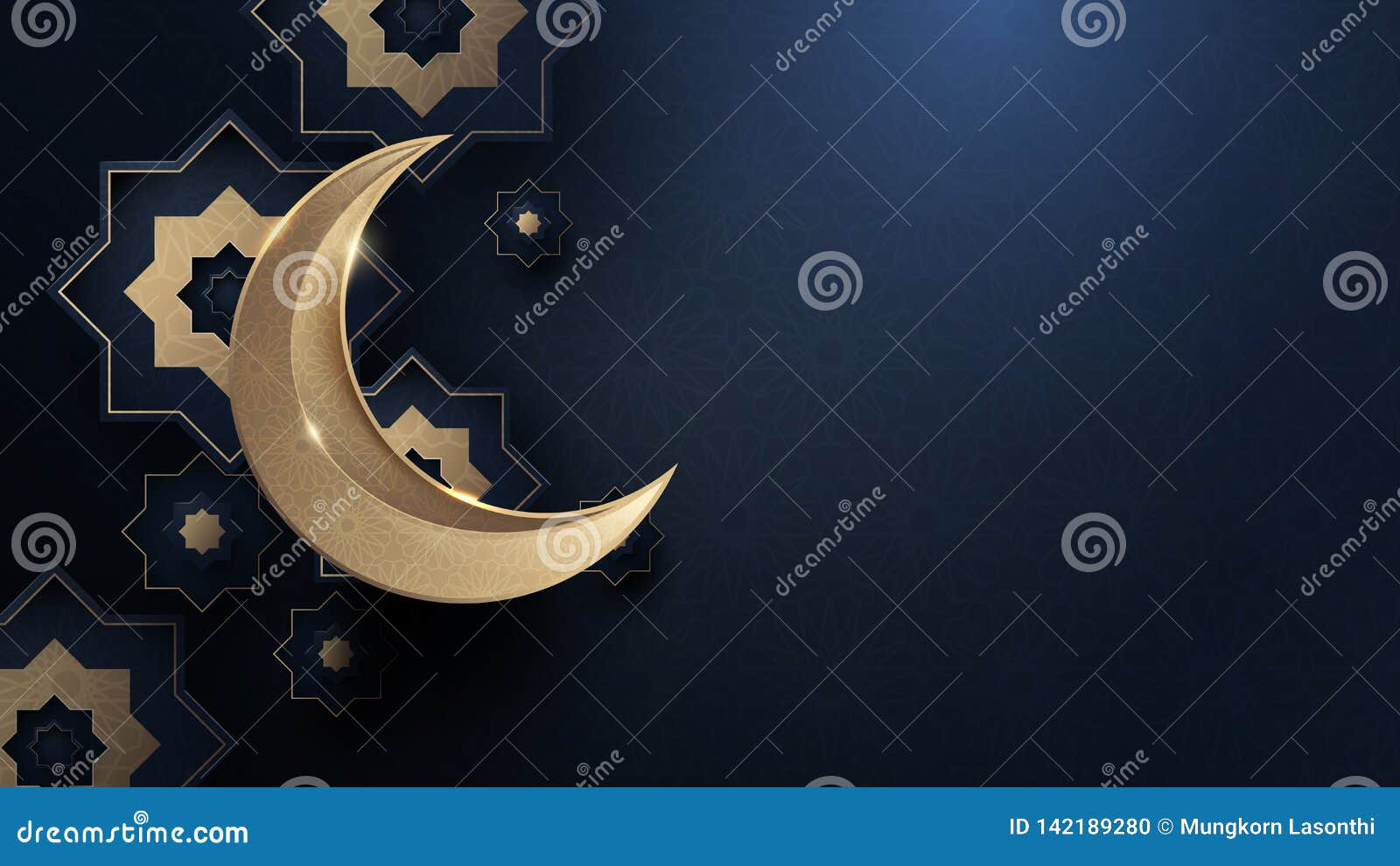ramadan kareem. gold moon and abstract luxury islamic s background