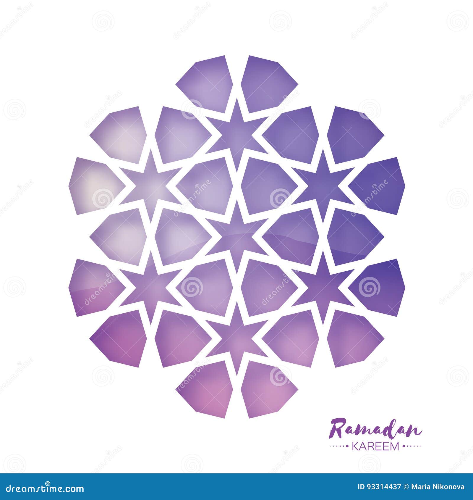 ramadan kareem greeting card . purple origami arabesque mosque window. arabic ornamental pattern in paper cut style.holy