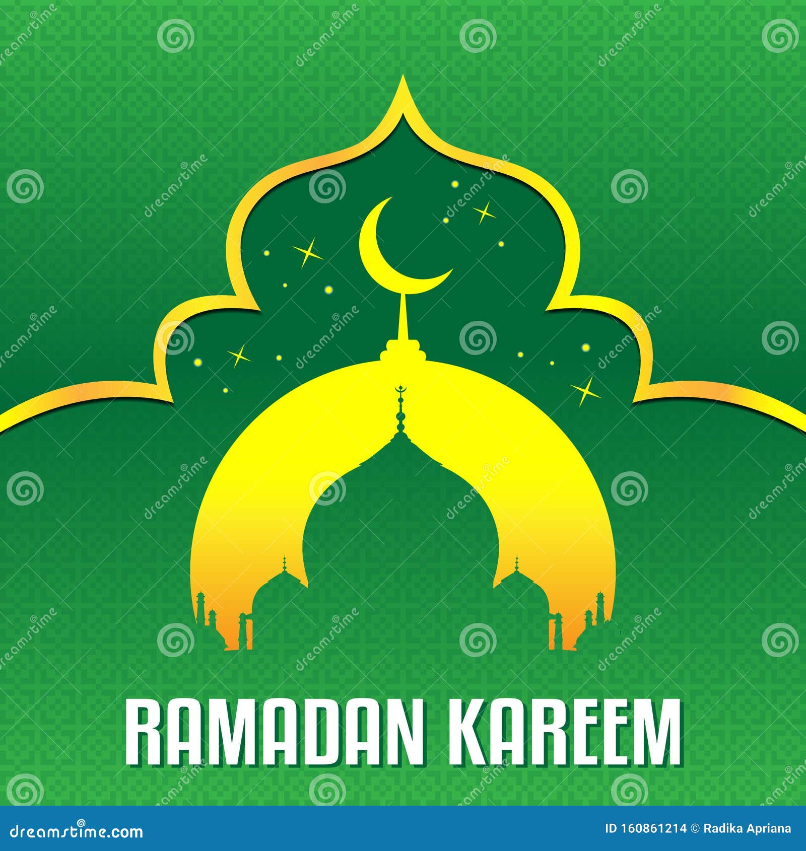 Ramadan Kareem Islamic Theme With Green Background Stock Vector