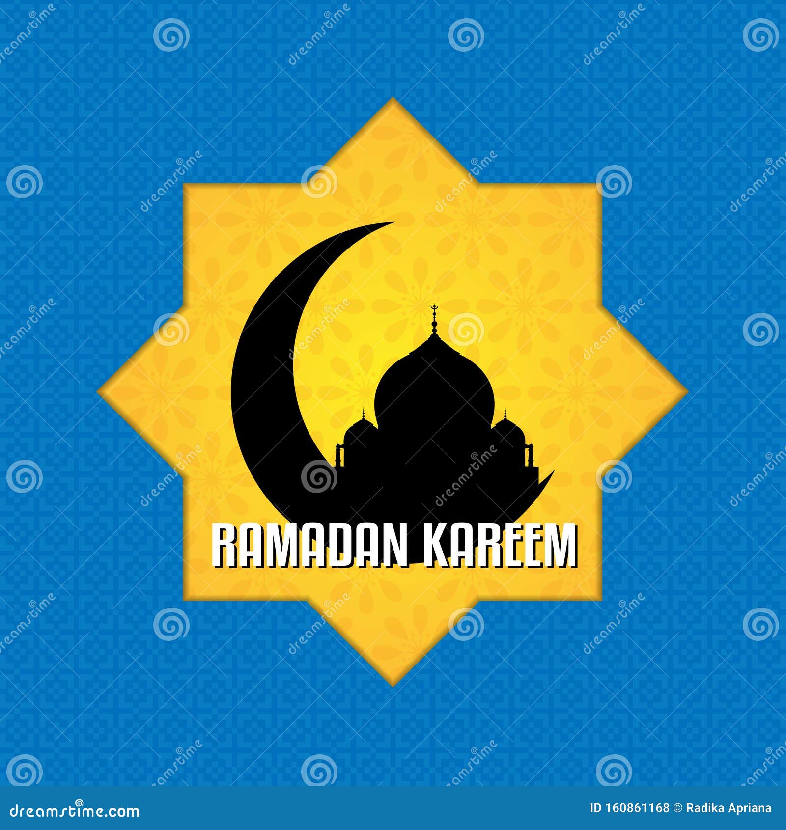 Ramadan Kareem Islamic Theme with Orange and Blue Background Stock