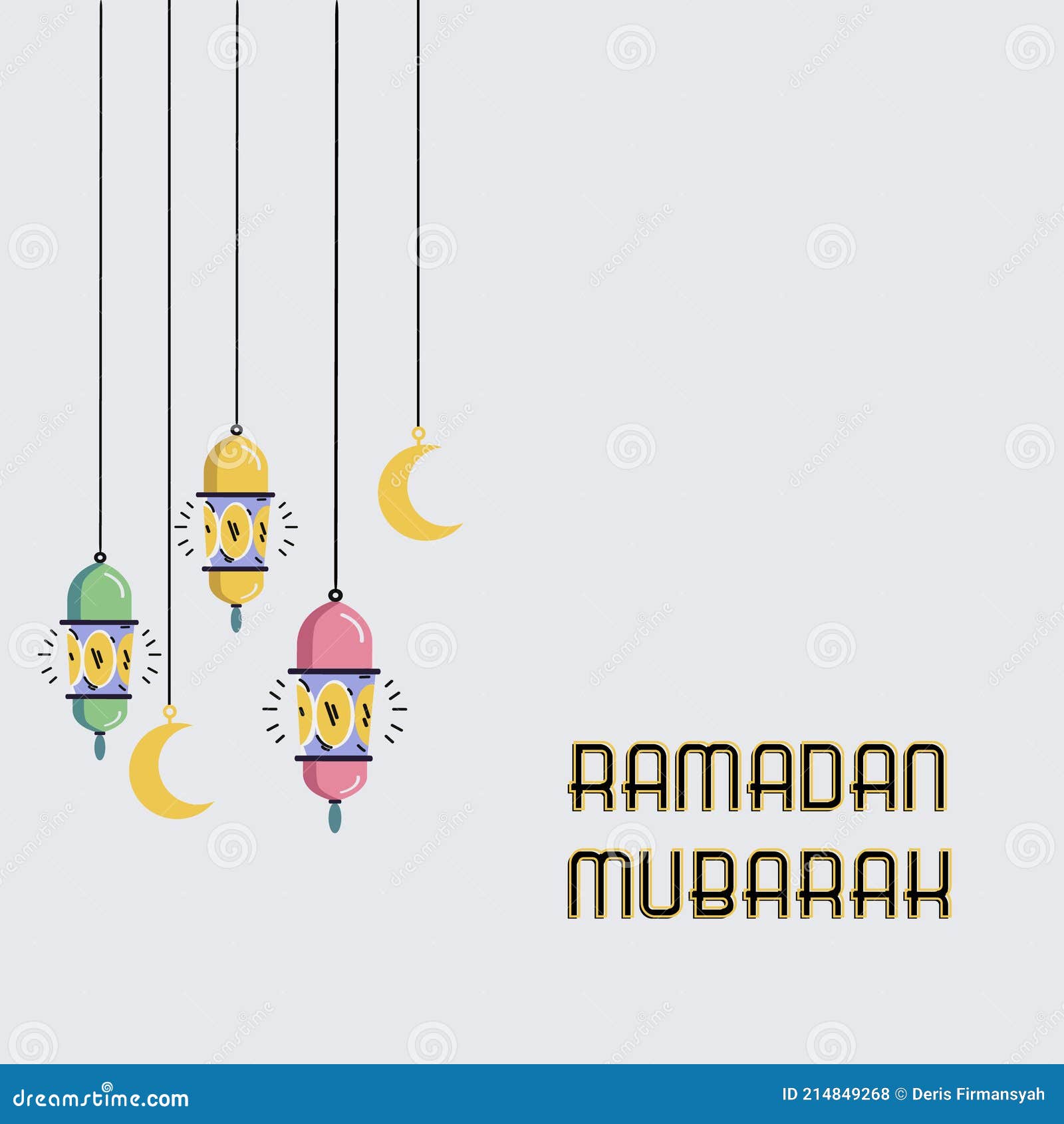 Ramadan Kareem Lantern In Cresent Moon Background Stock Vector