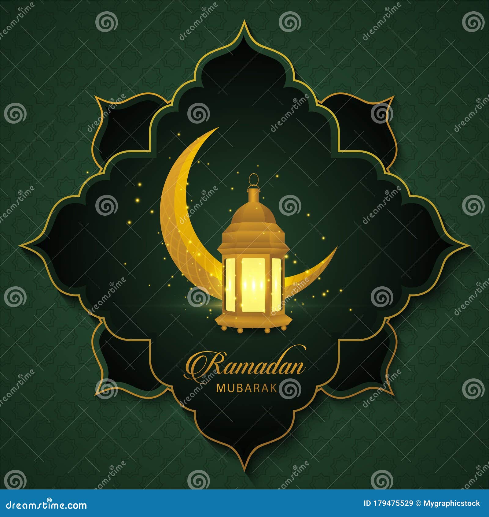 Ramadan Mubarak Islamic Green Background with Creative Ornament, Lantern  Lamp and Moon. Stock Vector - Illustration of greeting, islam: 179475529