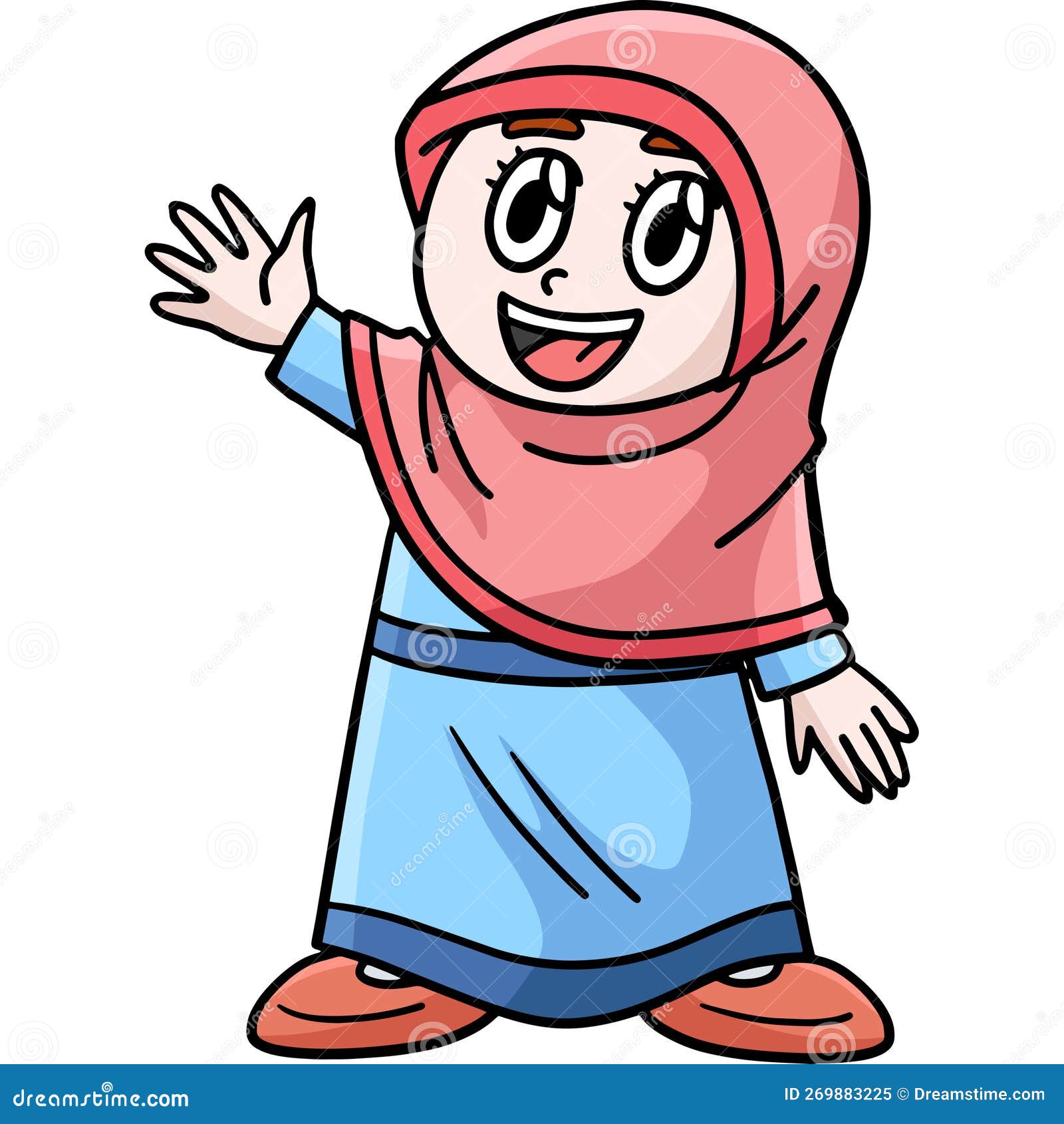 Ramadan Muslim Girl Cartoon Colored Clipart Stock Vector - Illustration ...