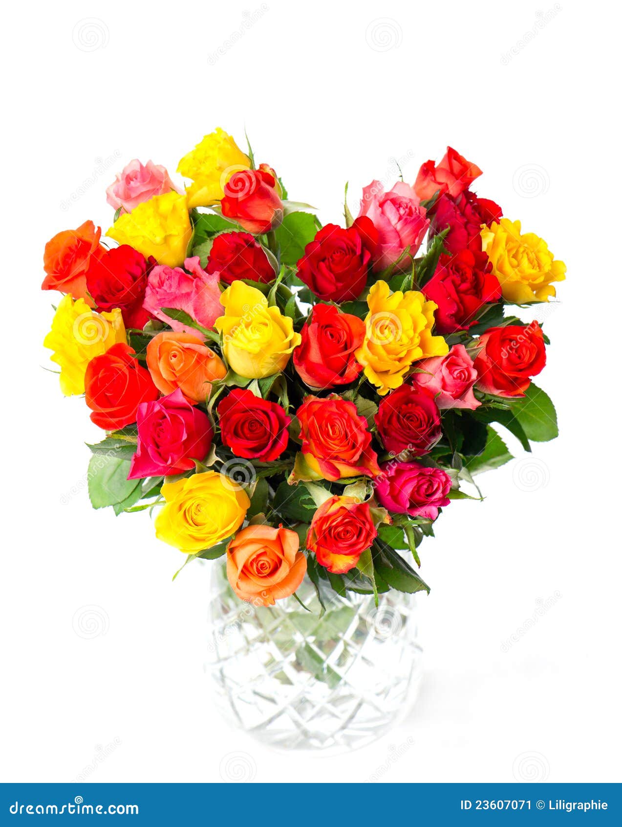 Ramalhete De Rosas Assorted Coloridas Na Forma Do Coração Imagem de