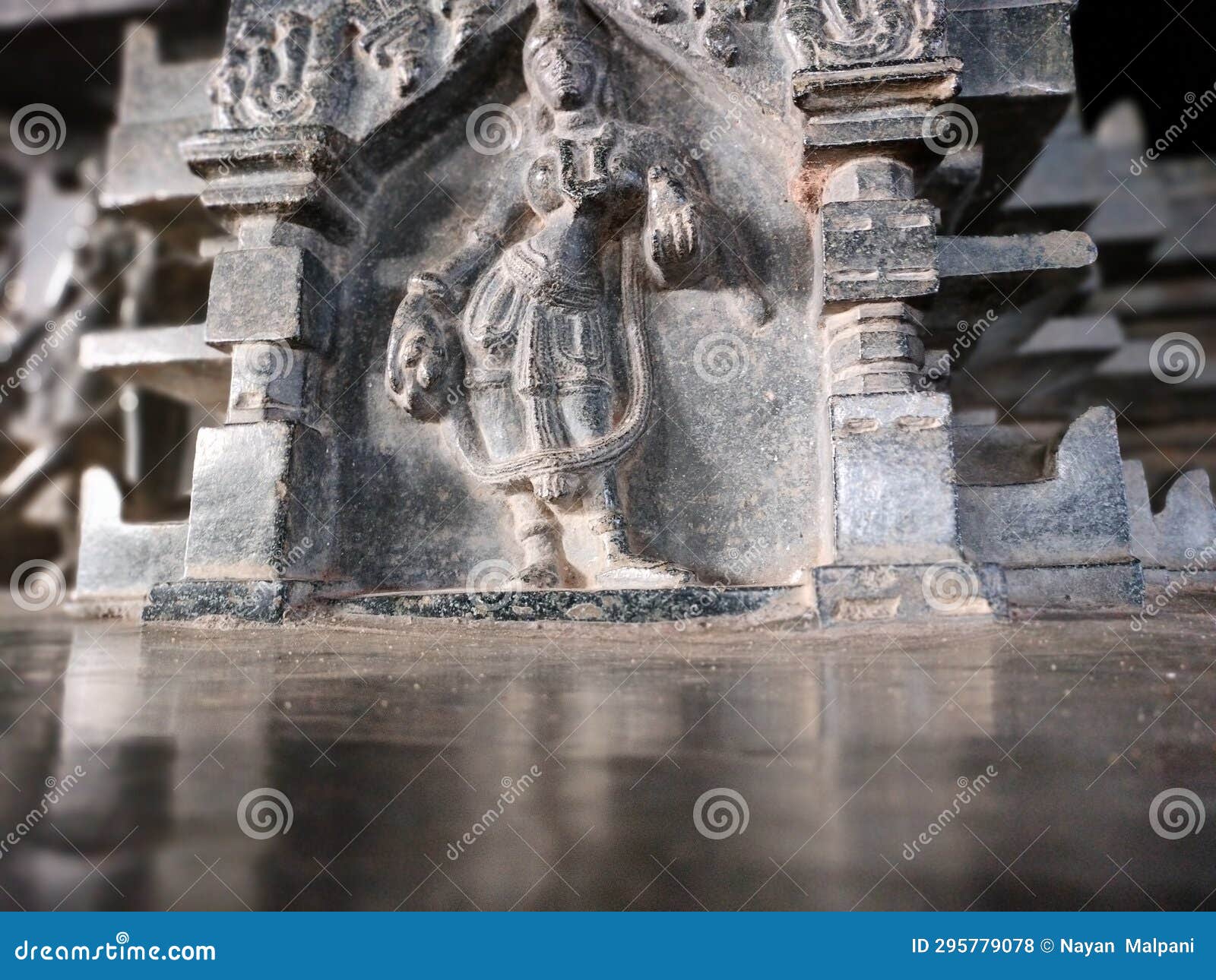 beautiful black basalt sculptures at the ramappa temple inside the maha mandapa, warangal, telangana, bharat