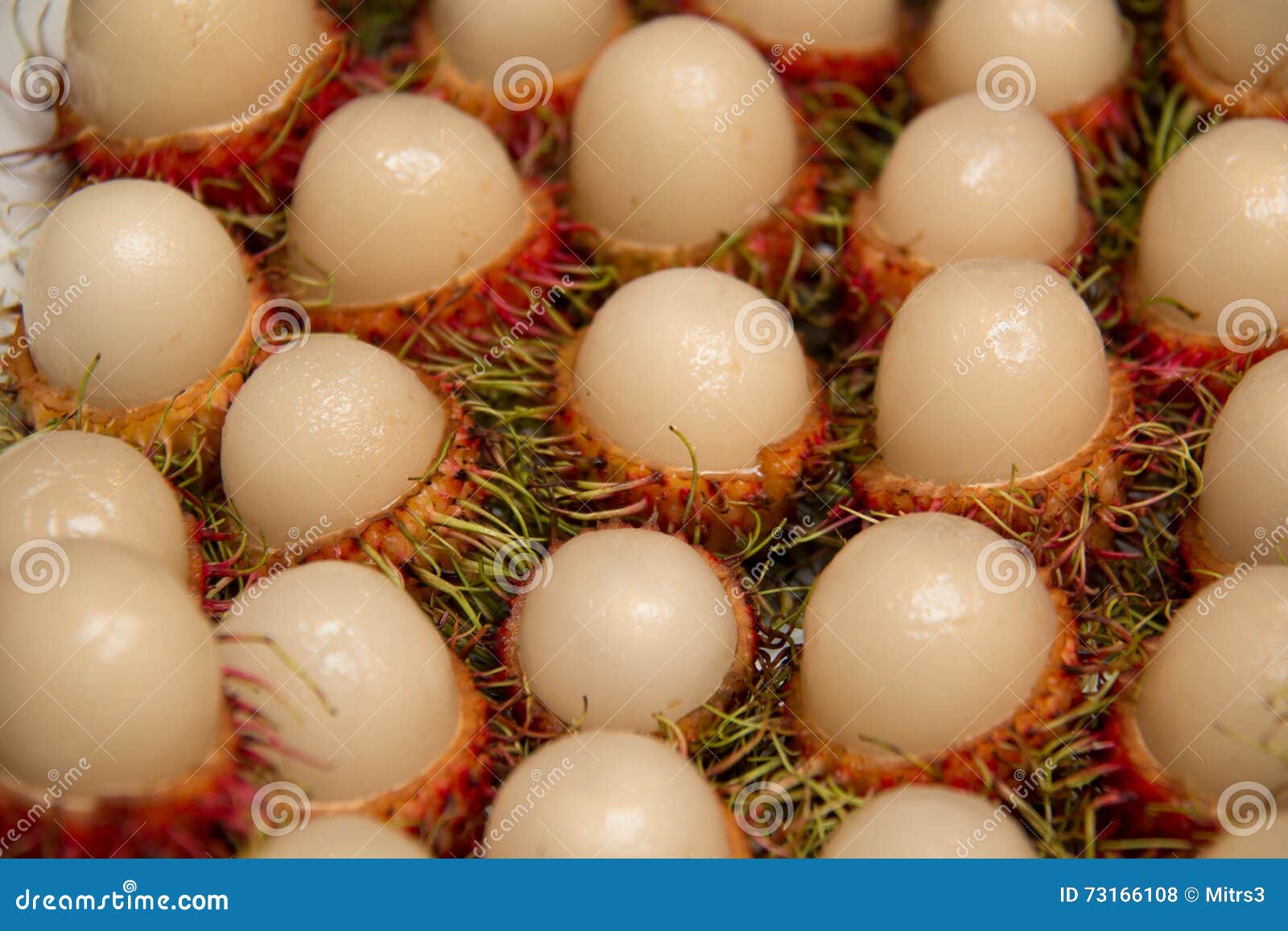 rambutan is a colorful and spiky tropical fruit stock photo