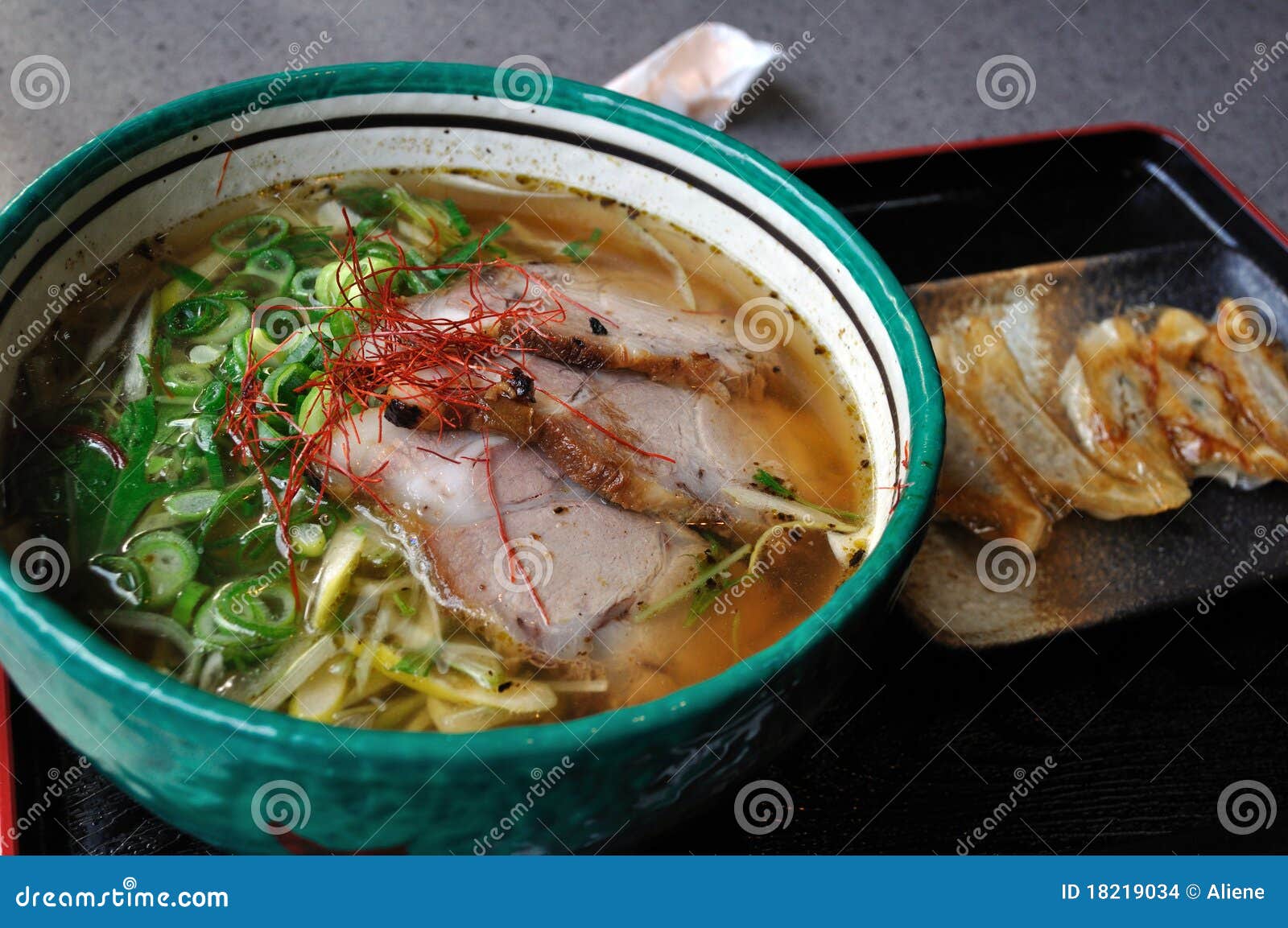 Ramen with gyoza stock photo. Image of slices, asia, sliced 18219034
