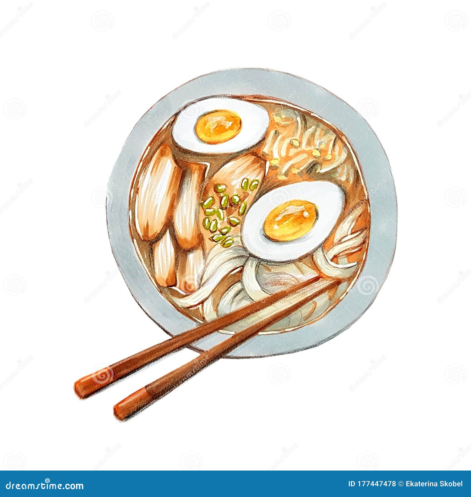 Ramen Soup, Asian Food, Marker Illustration, Hand Draw Illustration ...