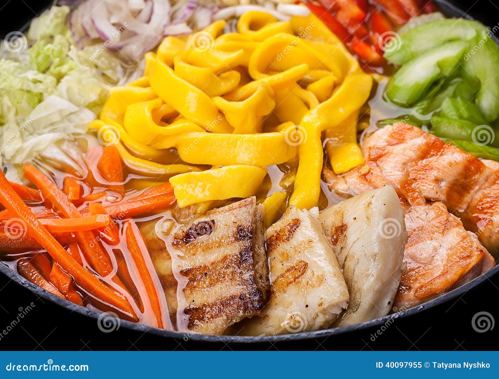 Ramen soup with salmon stock image. Image of ramen, food 40097955