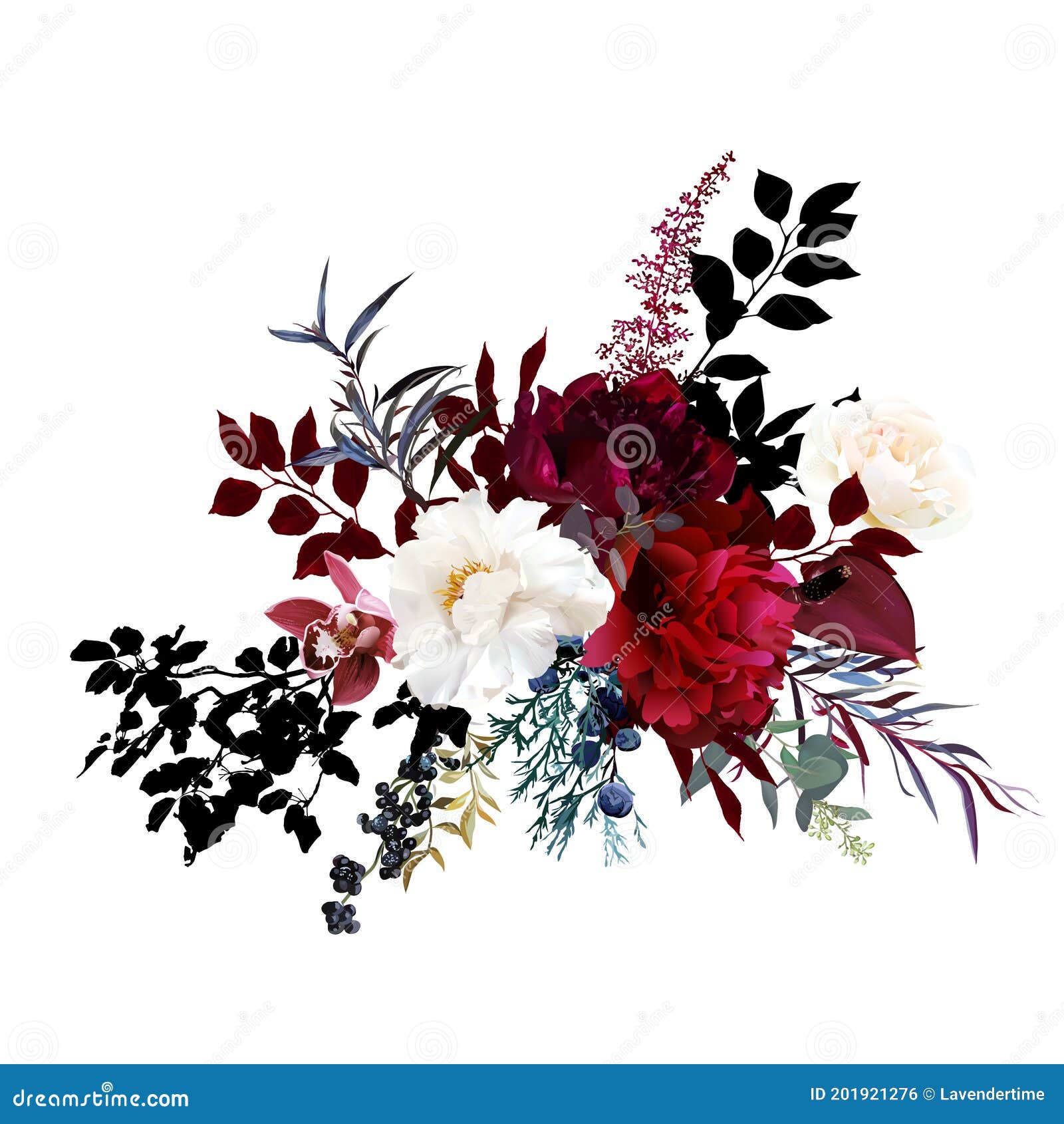 Ramo De Diseño Del Vector Del Encanto De Las Flores Rojas Y Blancas De  Borgoña Ilustración del Vector - Ilustración de vector, elegancia: 201921276