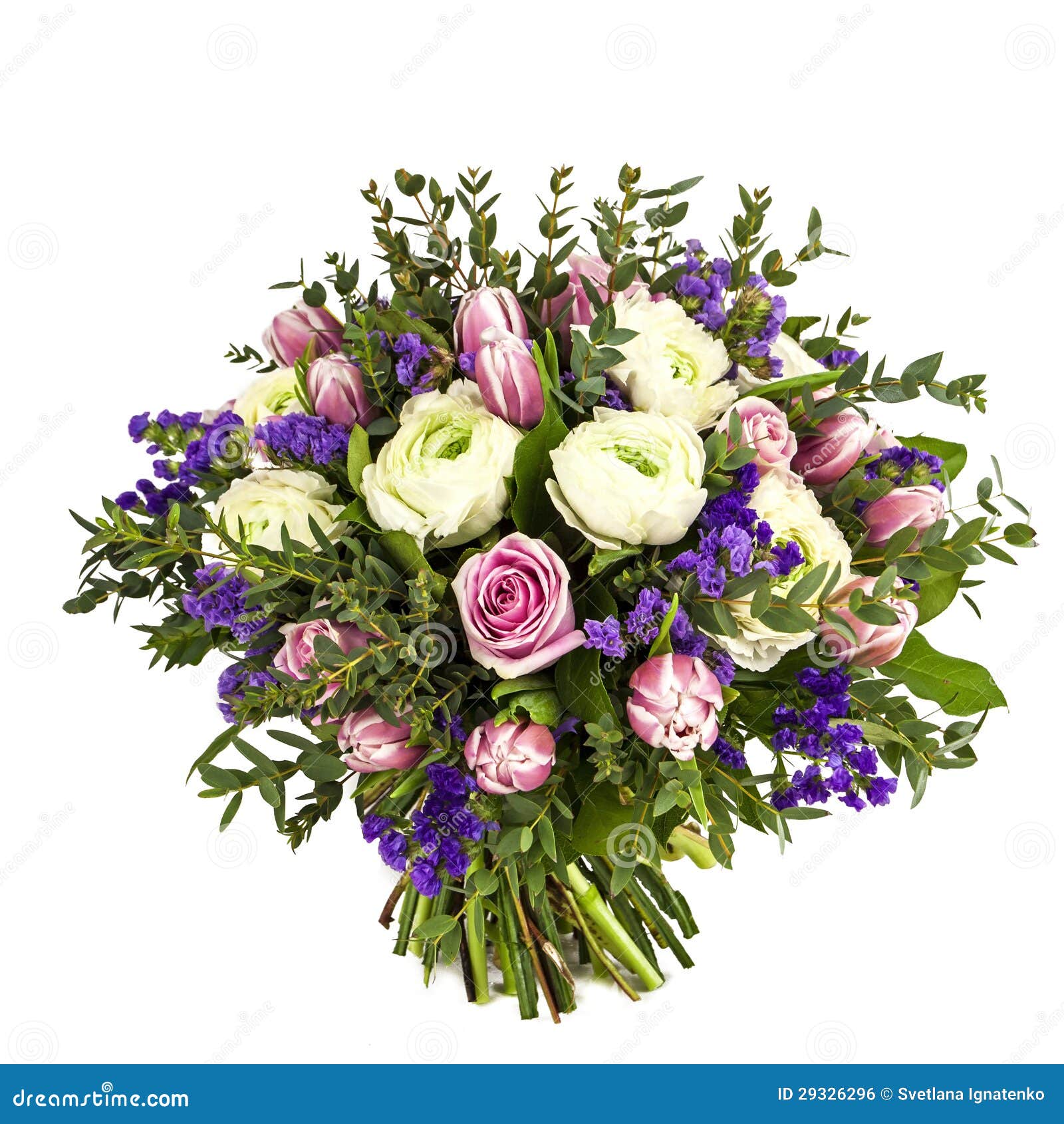 Ramo De Flores Rosadas, Blancas Y Violetas Aisladas En Blanco Foto de  archivo - Imagen de nupcial, acontecimiento: 29326296