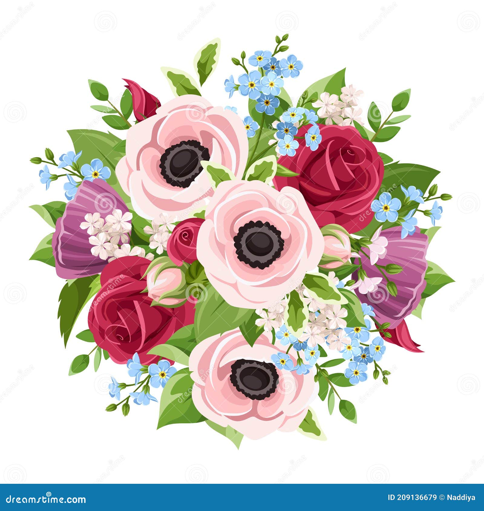 Ramo De Flores Rosadas Rojas Moradas Y Azules. Ilustración Vectorial. Ilustración del Vector - Ilustración de regalo, presente: 209136679 Ramo De Flores Rosadas Rojas Moradas Y Azules. Ilustración Vectorial. Ilustración del Vector - Ilustración de regalo, presente: 209136679