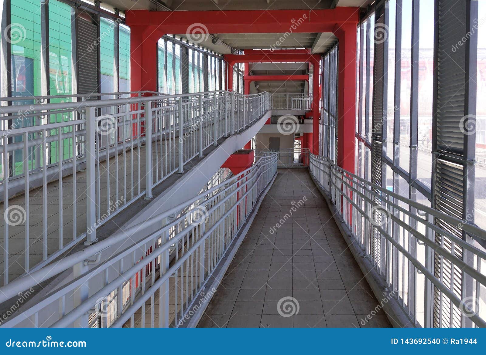 Ramp for People with Disabilities and Ordinary People. Overpass Over ...