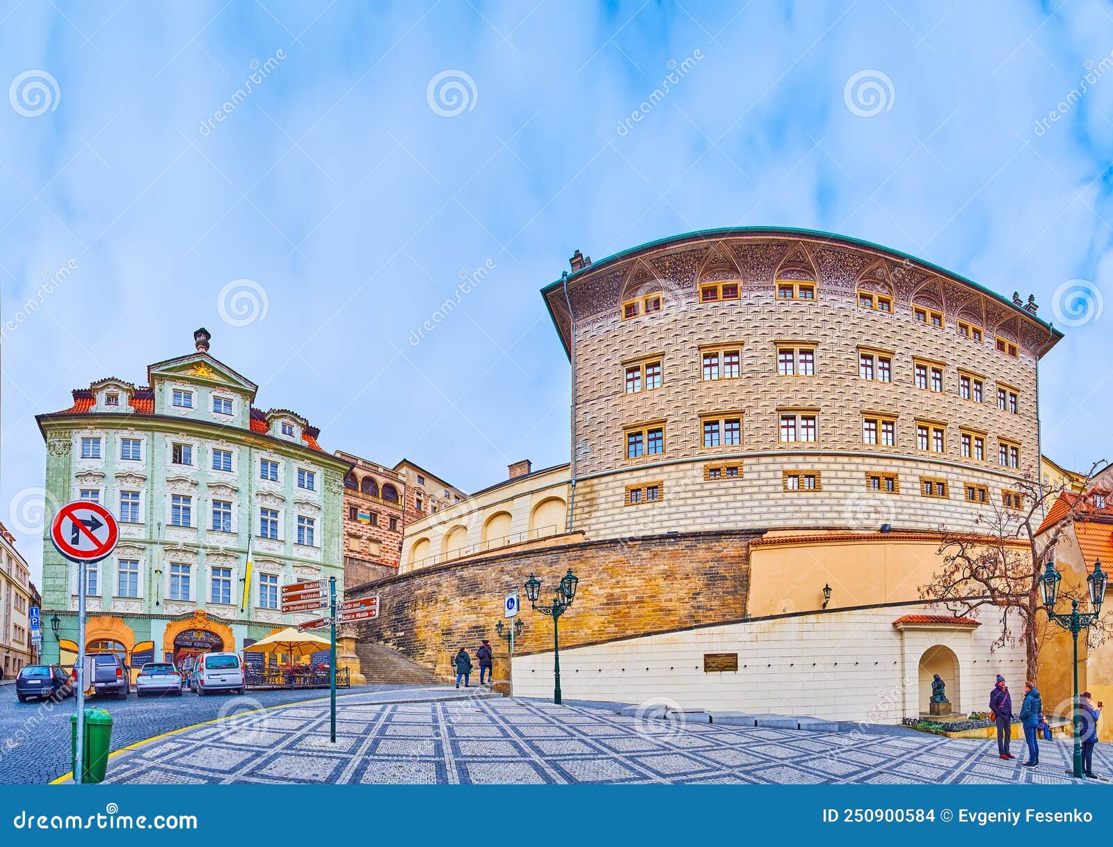 the ramparts of prague castle, golden star house and schwarzenberg palace, czech republic