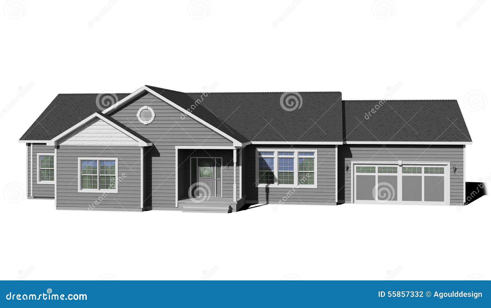 Ranch-haus- Grau stock abbildung. Illustration von haus - 55857332