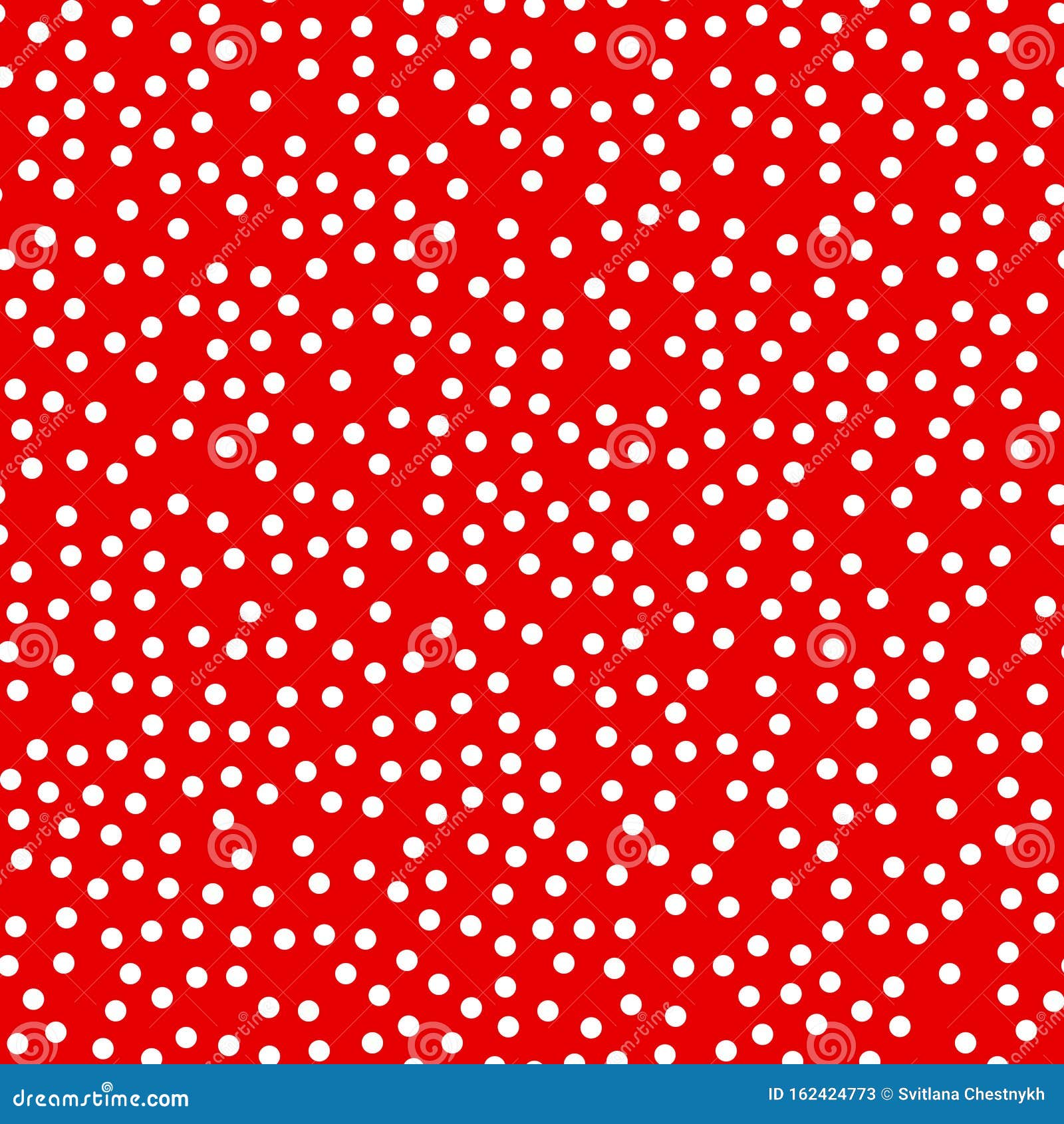 Random Scattered Polka Dot Pattern, Abstract Red and White Background, White Dots on Red Stock