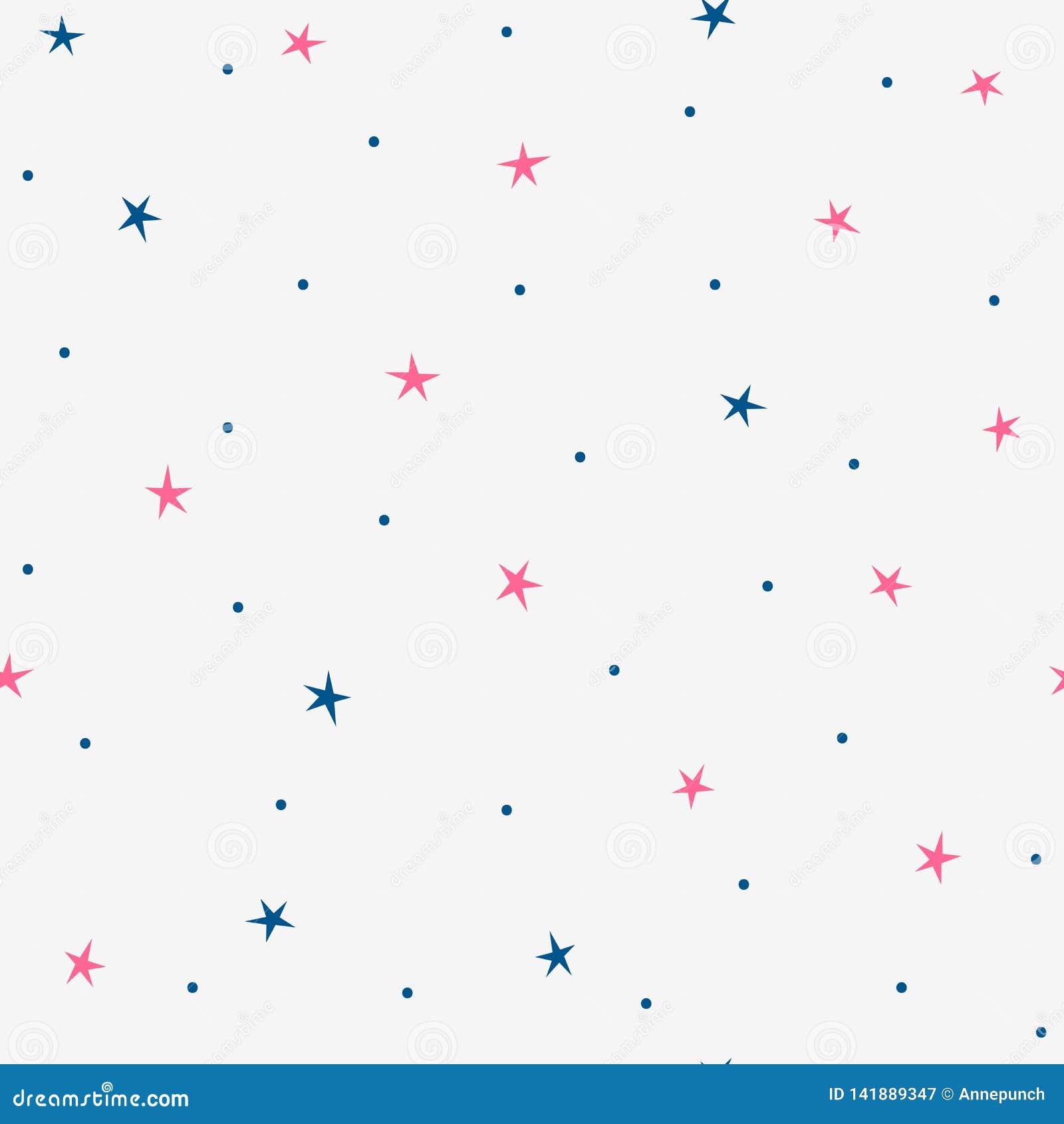 Randomly Scattered Small Stars and Dots. Cute Seamless Pattern Stock