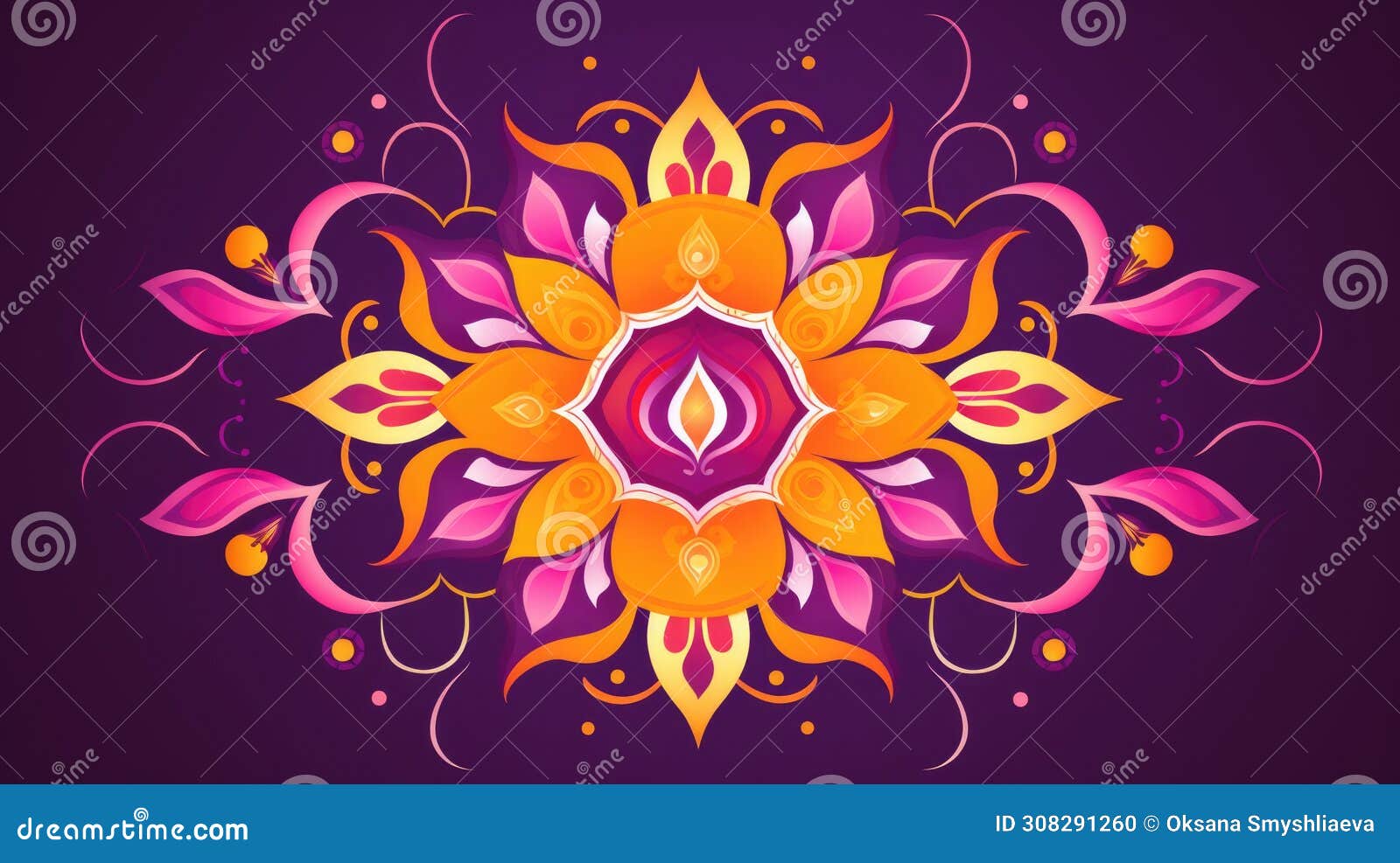 rangoli colorful vibrant  of diwali celebration background. great indian festival of lights concept. round floral