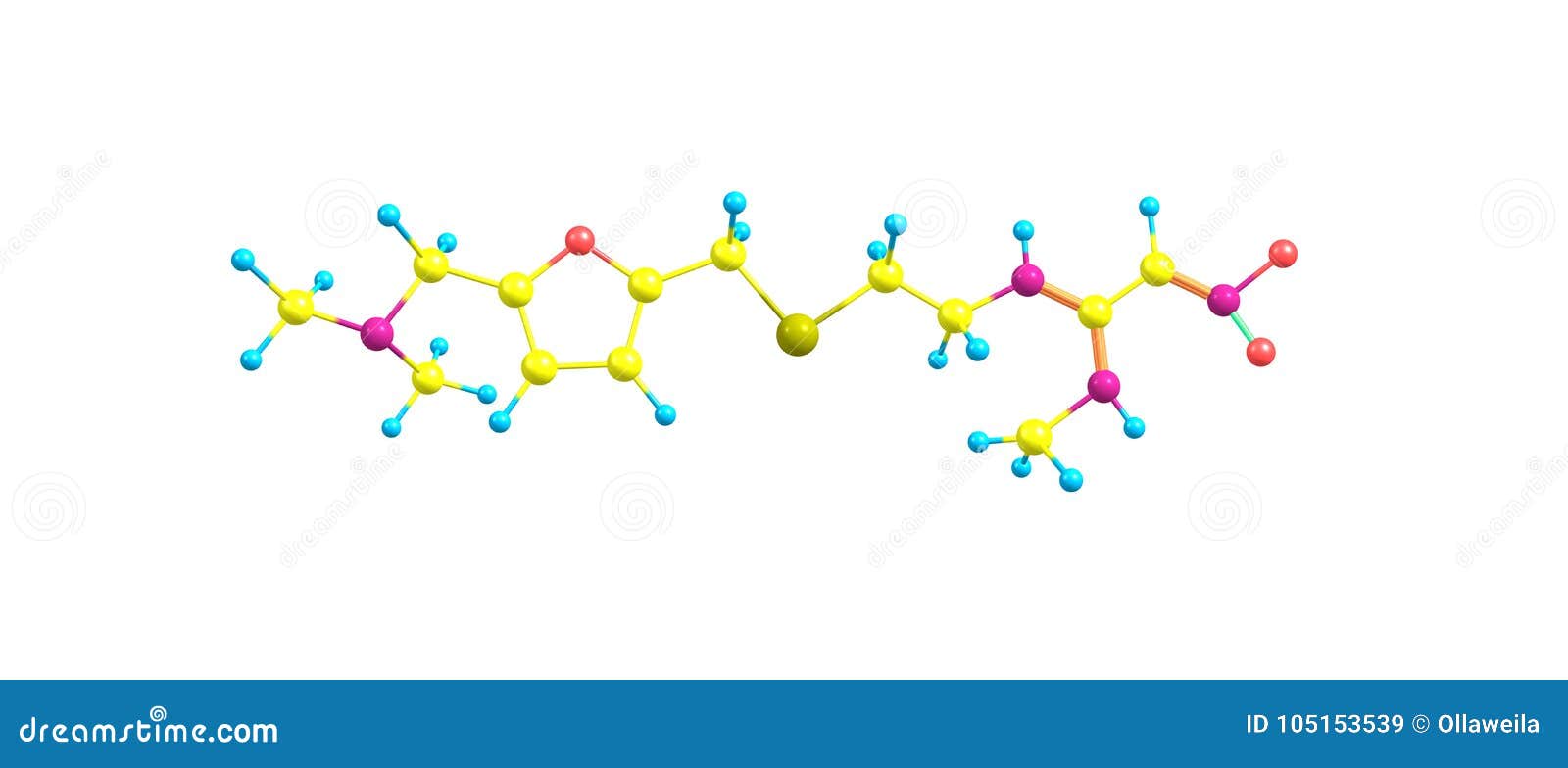 Ranitidine Molecular Structure Isolated On White Stock ...