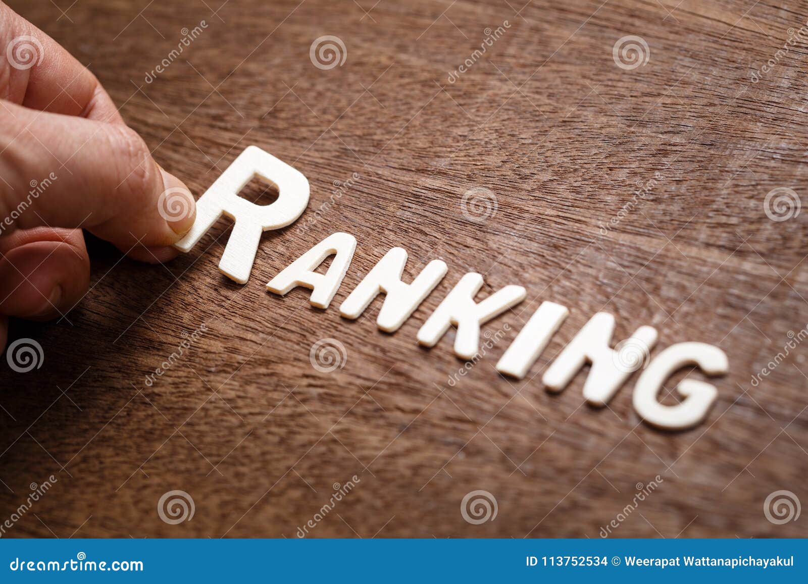 Ranking Wood Word stock photo. Image of media, internet  113752534