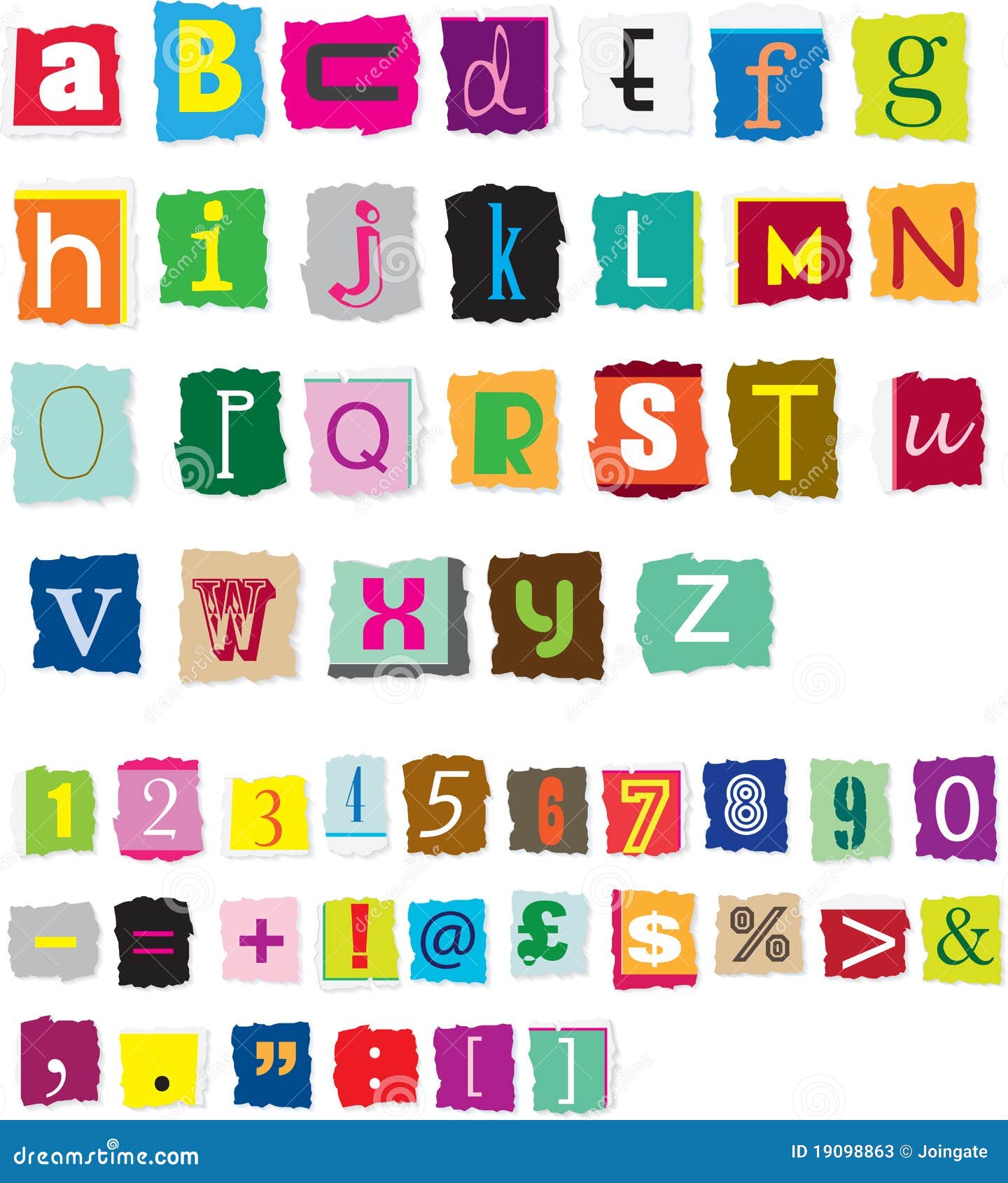 Ransom Style Muddled Alphabet Stock Vector Illustration Of Elements