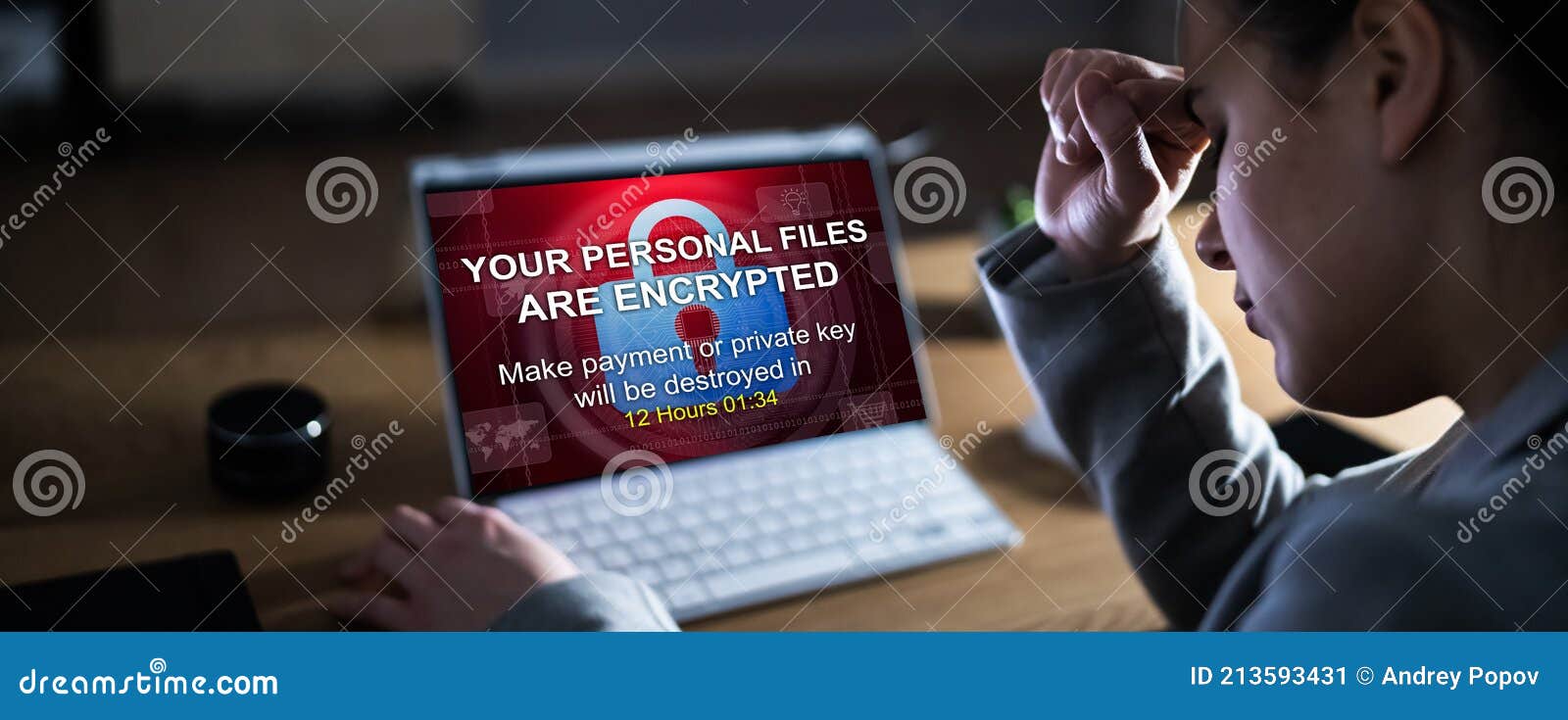 ransomware malware breach. hacked computer