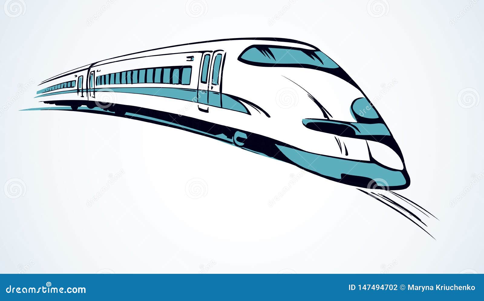 Linear sketch high speed train Stock Vector, draw speed