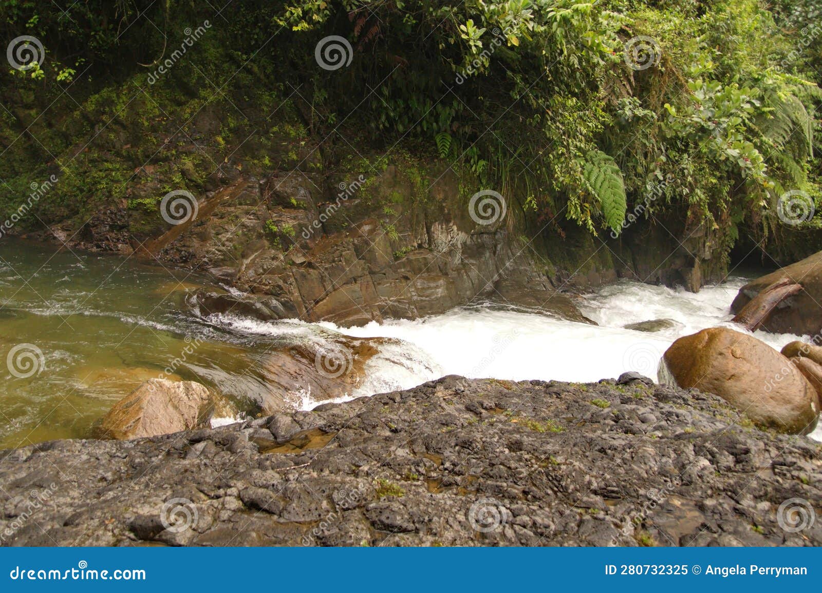 rapids on the hollin river in ecuador