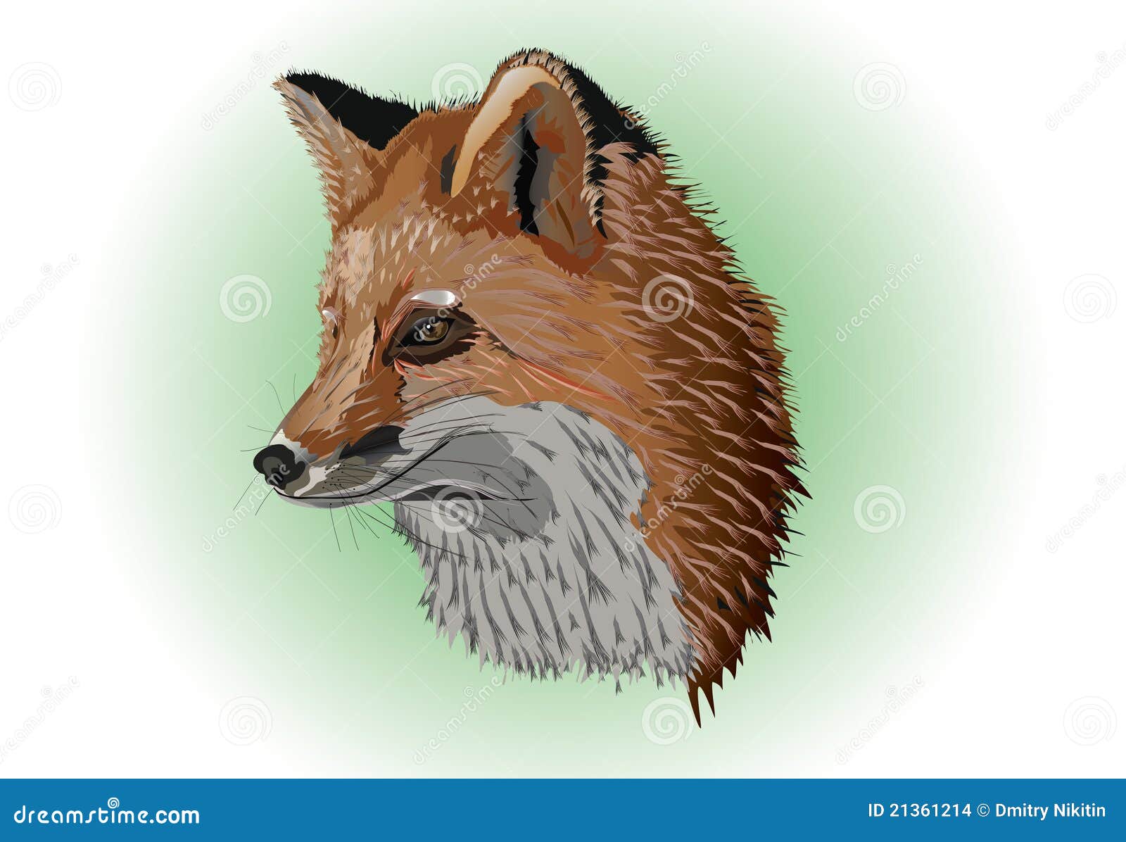 Desenho Do Retrato Da Raposa Vermelha Com Os Olhos Verdes No Fundo