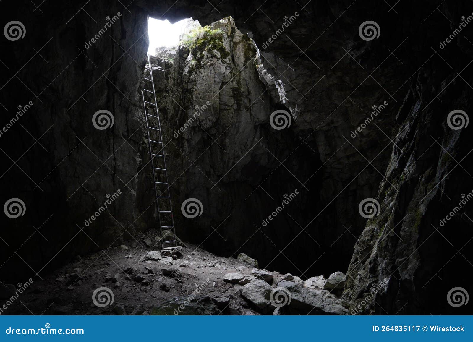 Raptawicka Cave with a Ladder Stock Image Image of archeology, cave