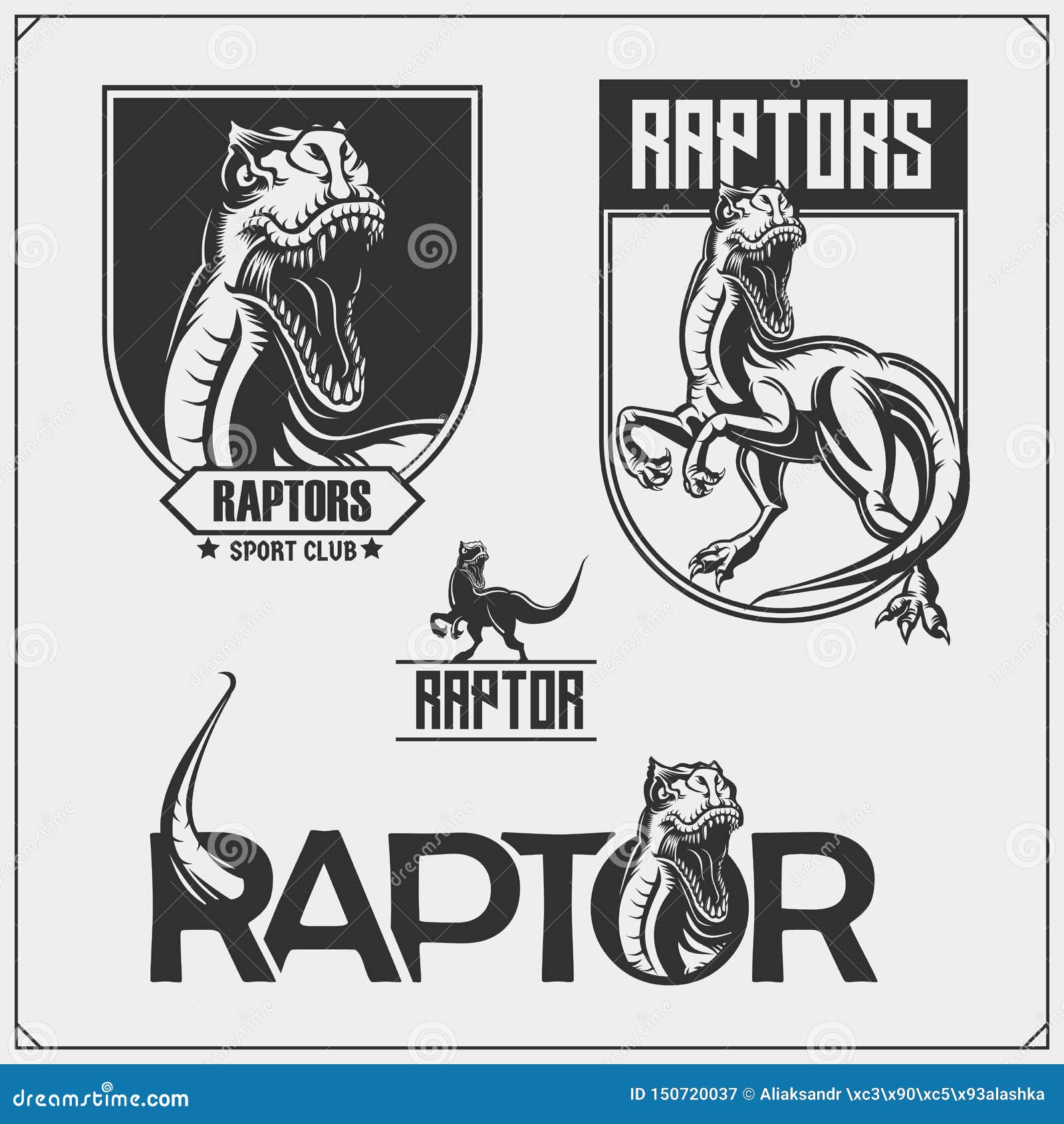 raptor dinosaur mascot. raptor emblems and logos for sport-club. print  for t-shirt.