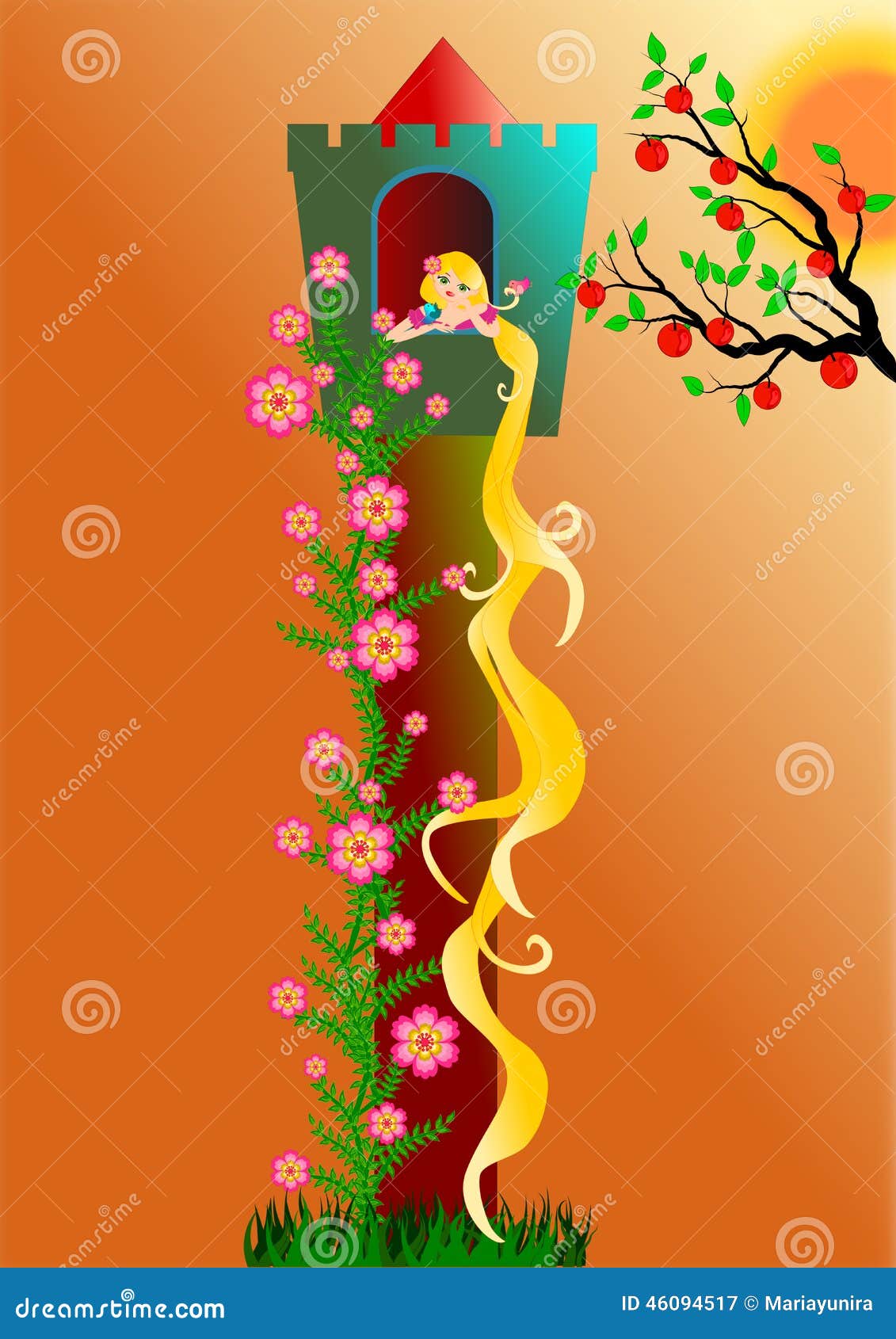 Rapunzel stock illustratie. Illustration of behang, vrij 46094517