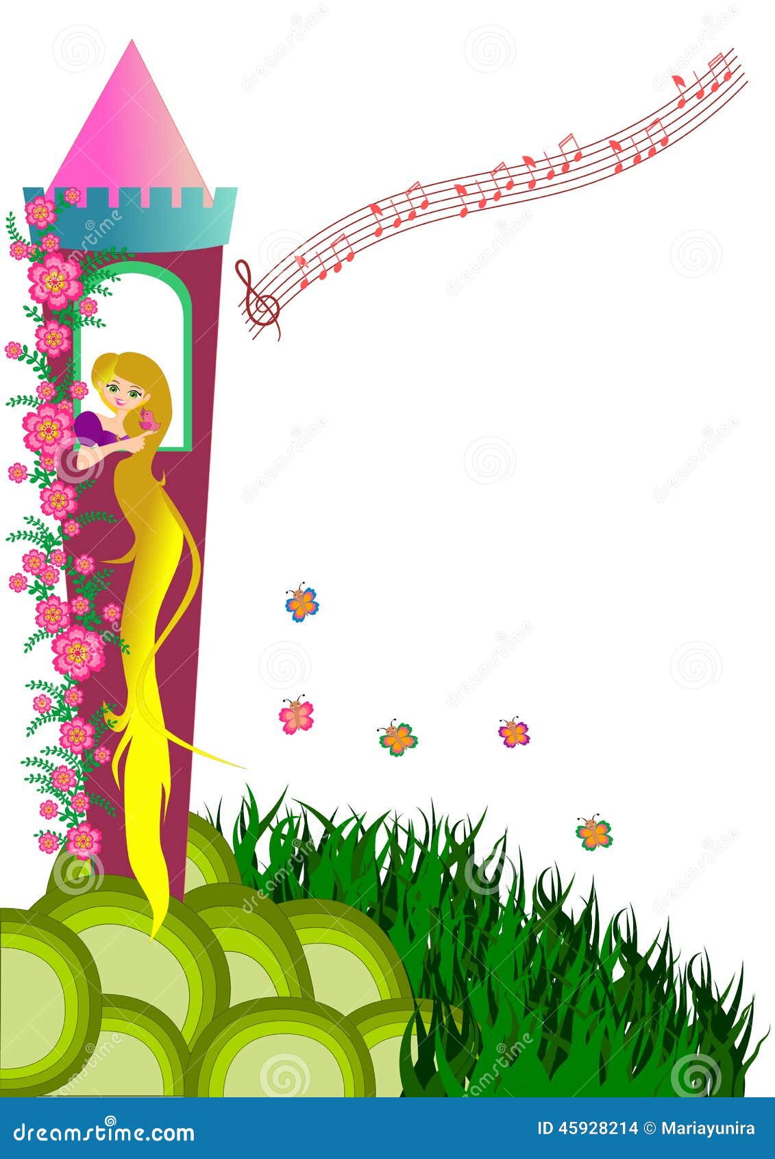 Rapunzel stock illustration. Illustration of tower, decoration - 45928214, image size:1131x1690