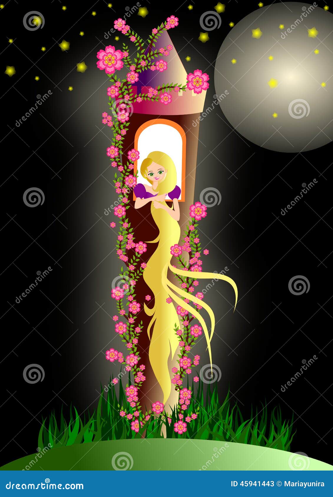 Rapunzel stock illustration. Illustration of party, magic - 45941443, image size:1131x1690